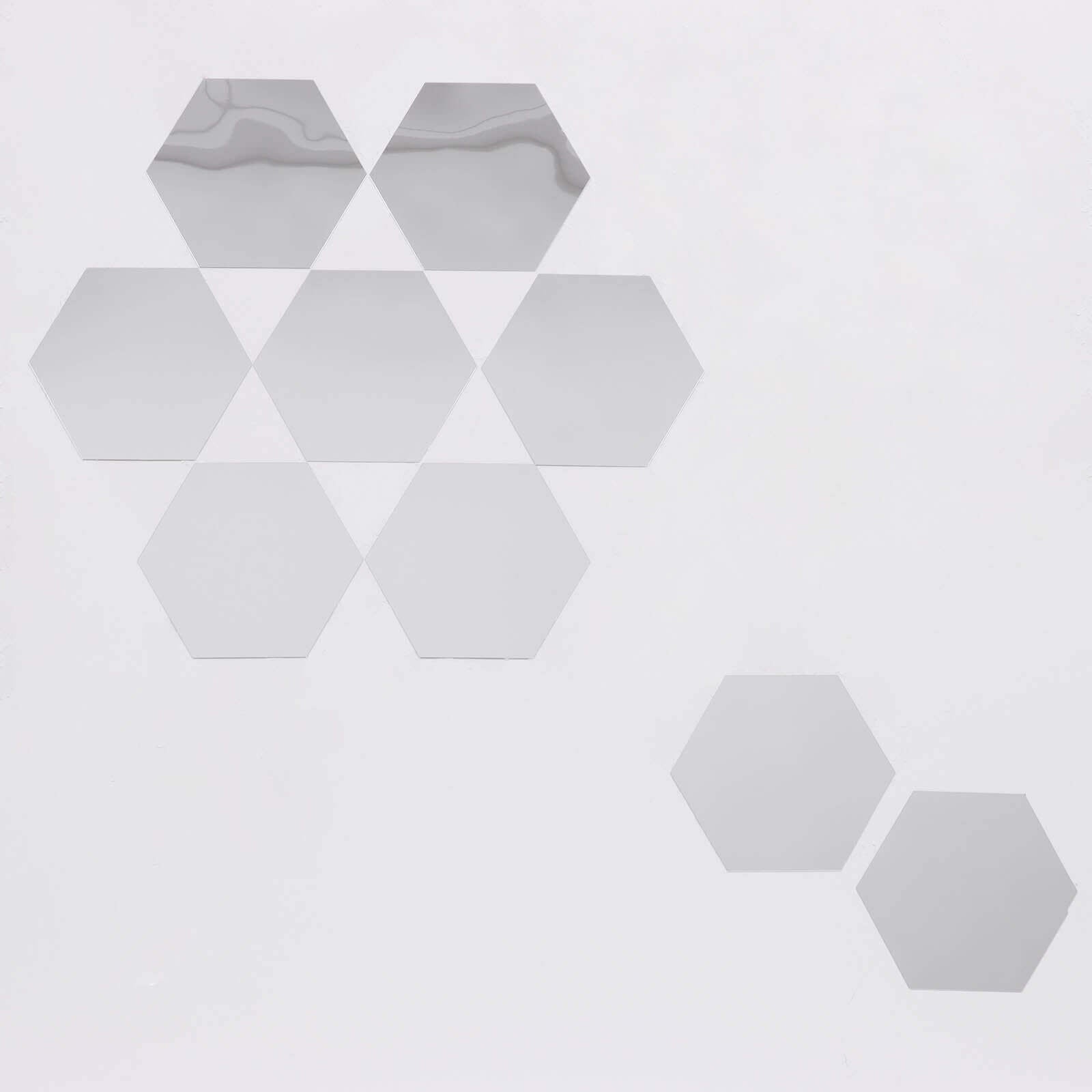 12 Pack Hexagon Acrylic Mirror Wall Stickers, 10 Removable Wall Decals For Home Decor