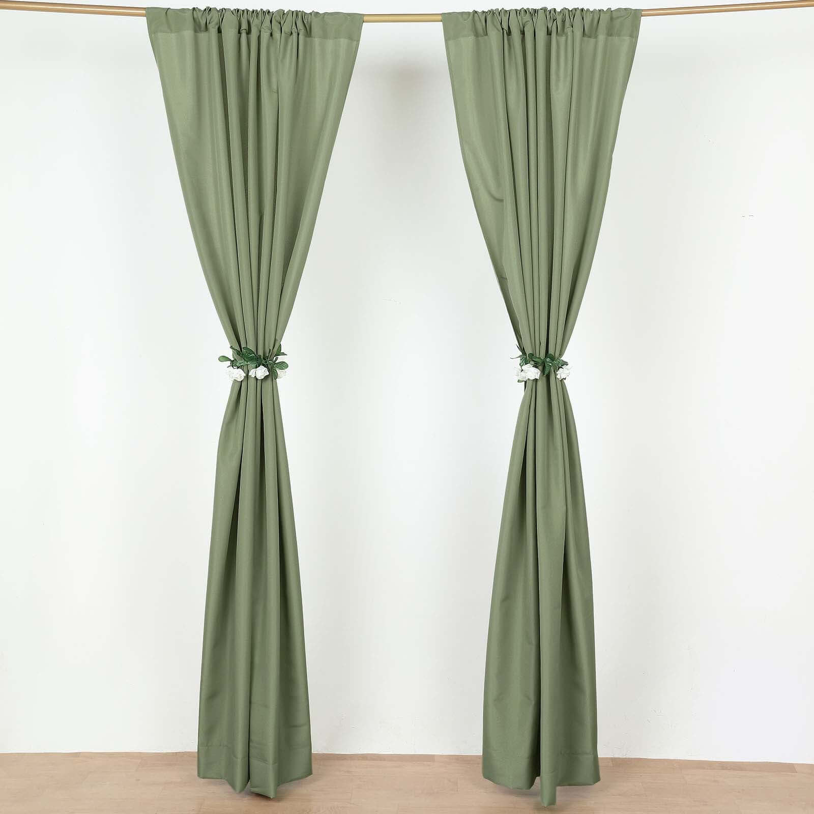 2 Pack Dusty Sage Green Polyester Event Curtain Drapes, 10ftx8ft Backdrop Event Panels With Rod Pockets 130 GSM