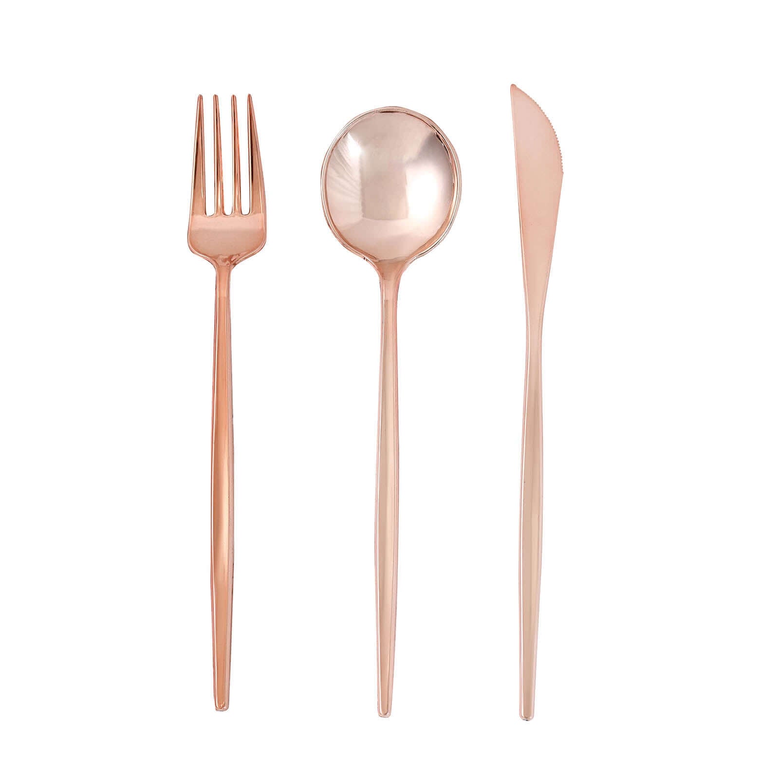 24-Pack Plastic Flatware Set with Sleek Modern Design Rose Gold - Premium Disposable Silverware 8