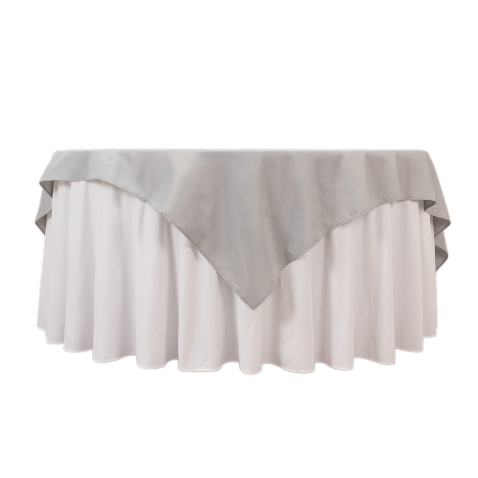 Premium Polyester 70x70 Table Overlay Square Tablecloth Silver 220GSM Wrinkle-Resistant Table Cover