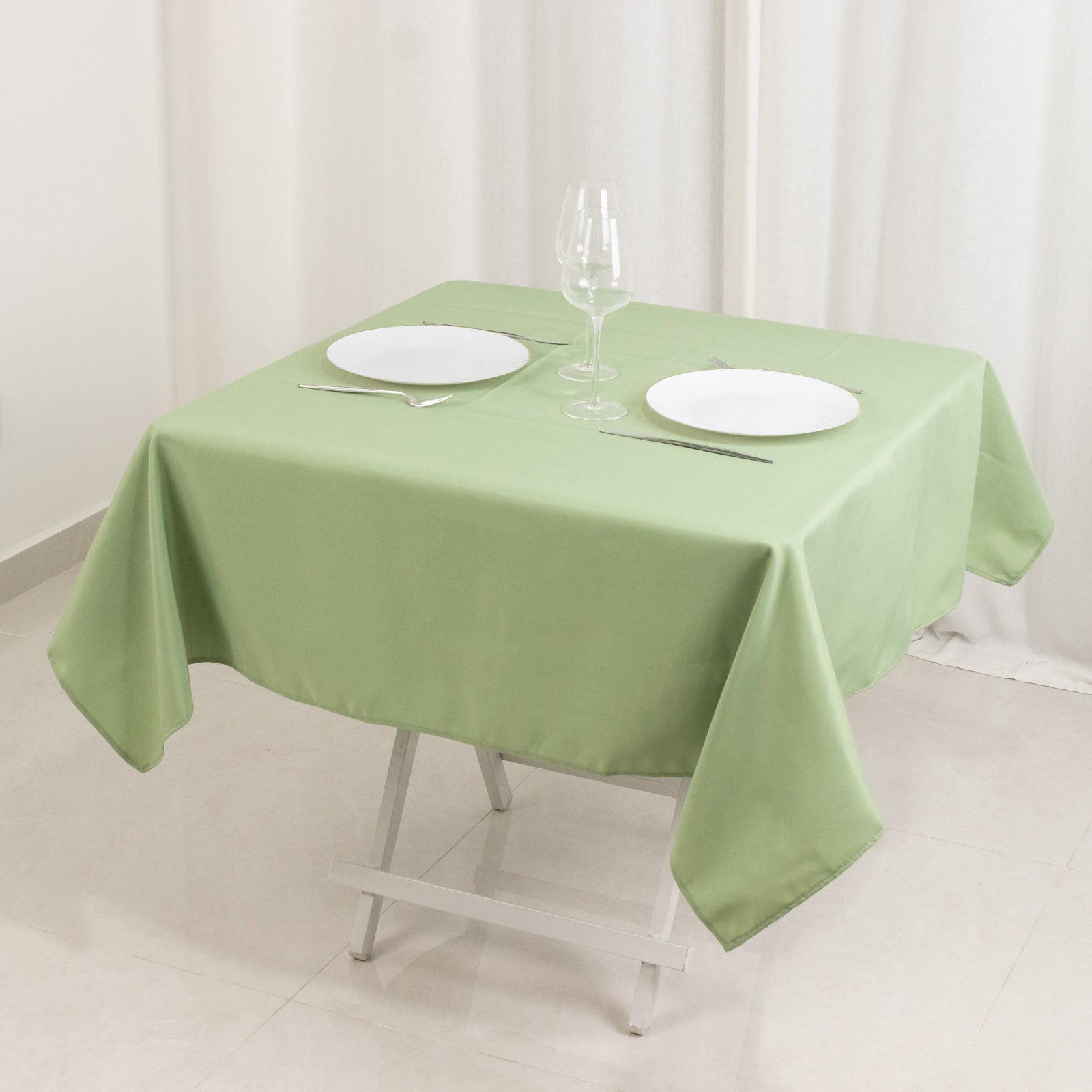 Premium Polyester 54x54 Square Tablecloth Sage Green - Stain and Wrinkle-Resistant 220GSM Table Cover