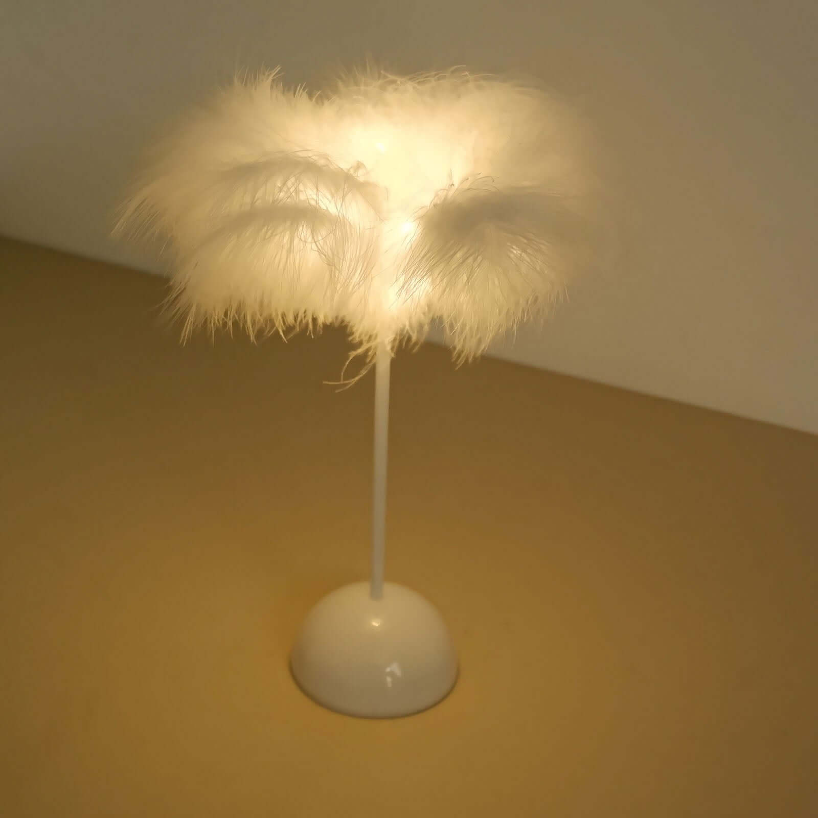 Table Lamp Feather Design White LED Battery Operated - Cordless Wedding Centerpiece 15