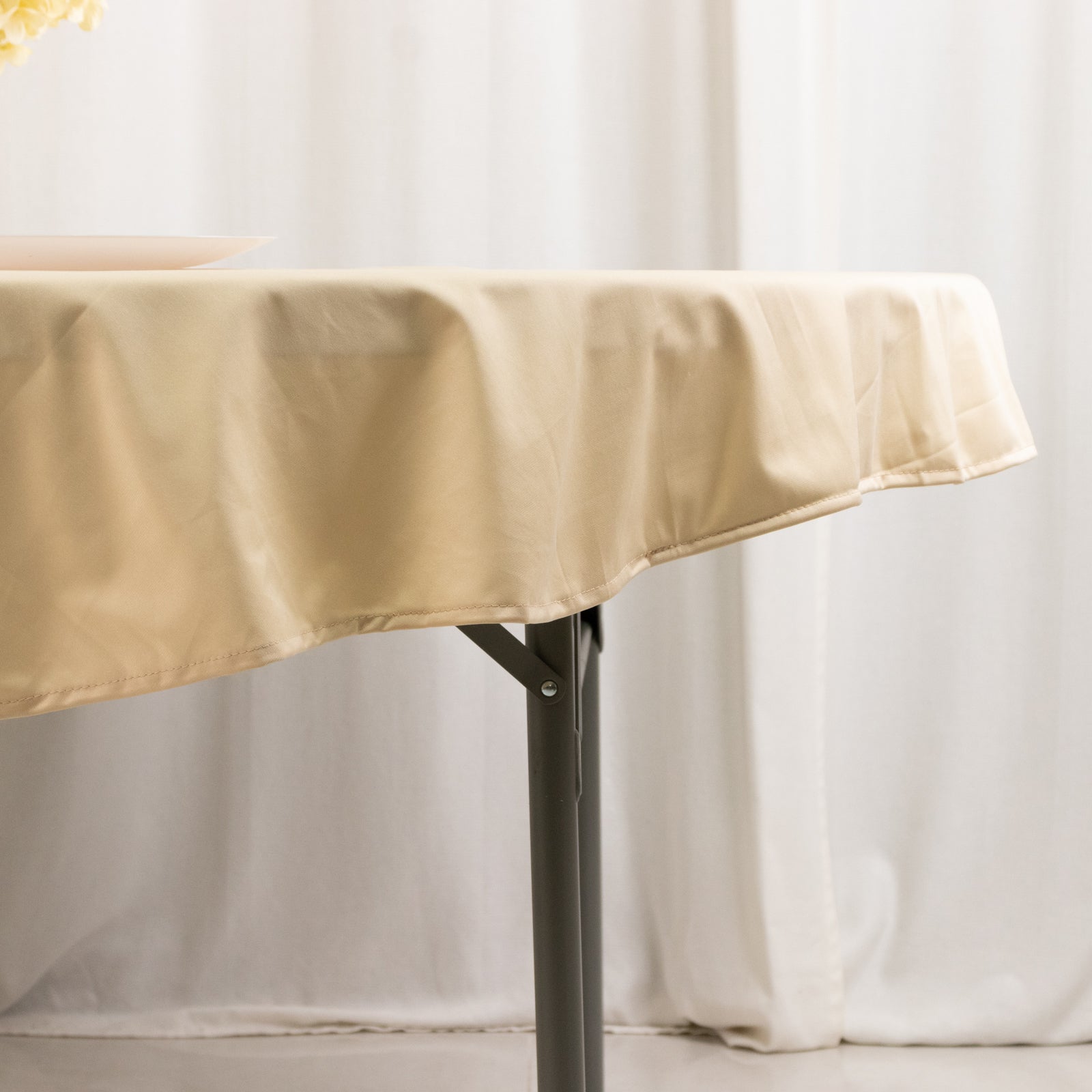 Premium Scuba Round 70 Tablecloth Beige - Wrinkle Free & Stain Resistant Table Cover