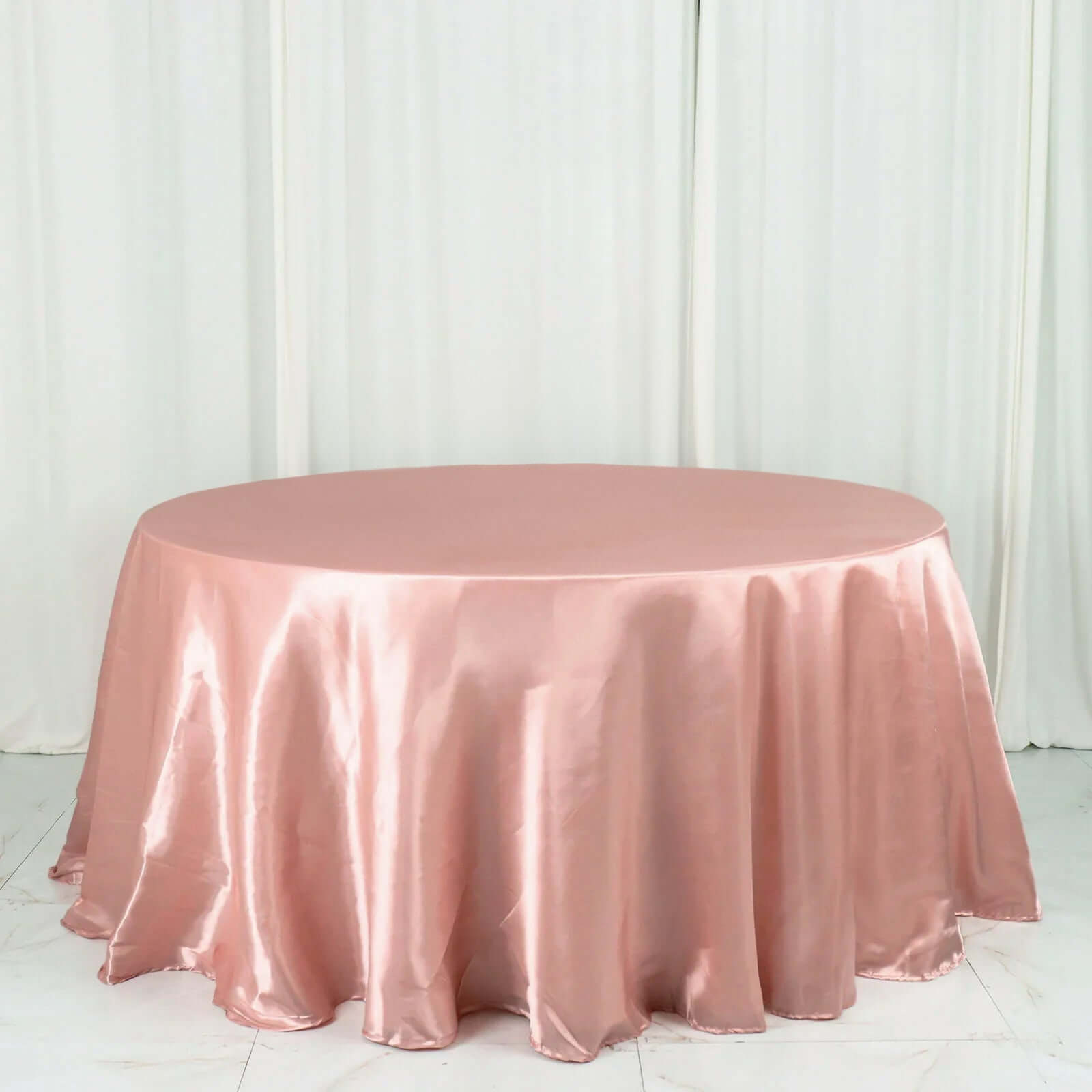 Satin 132 Round Tablecloth Dusty Rose - Stylish Seamless Table Cover