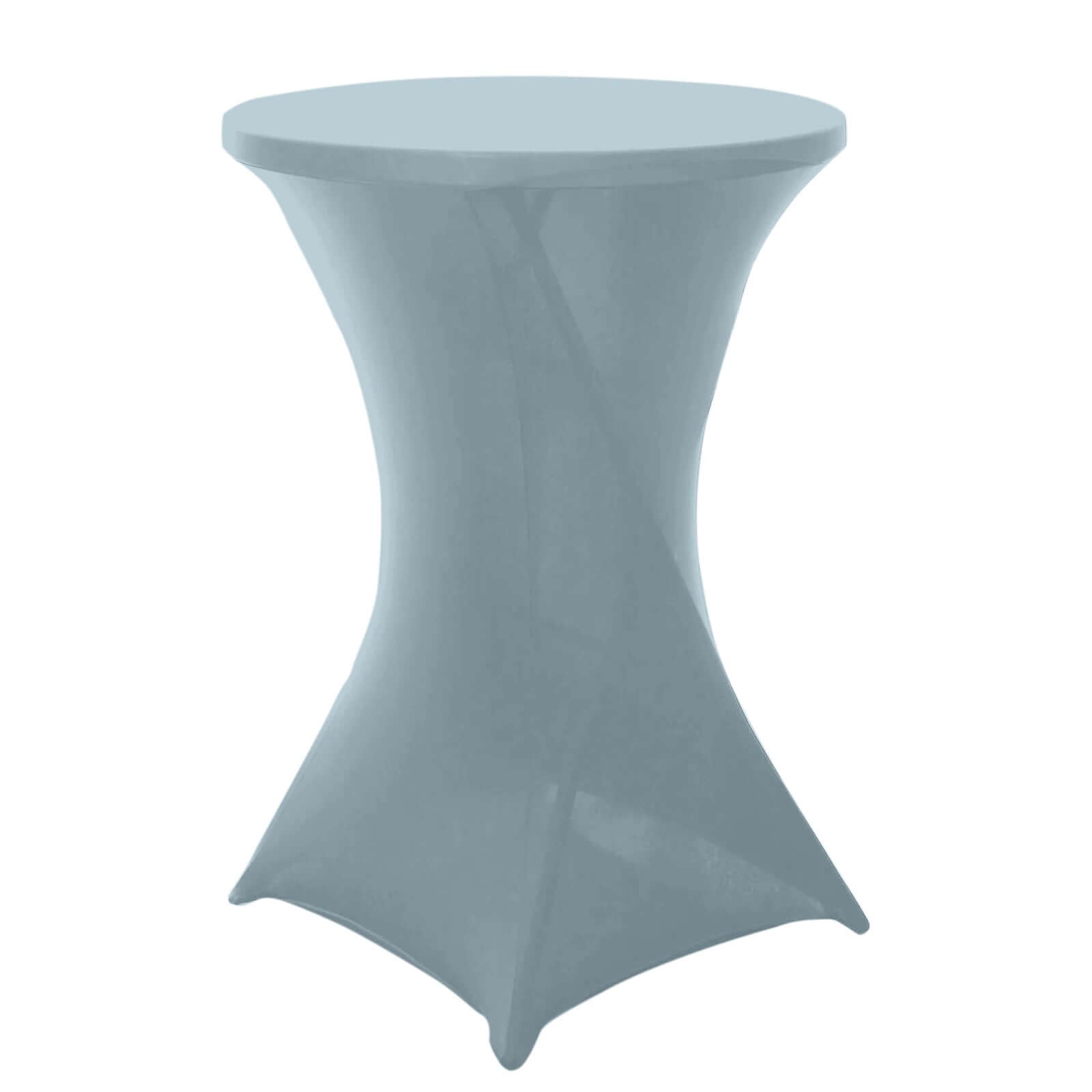 Spandex 24-32 Round Cocktail Table Cover Dusty Blue - Easy to Maintain Stretch Fitted Highboy Tablecloth