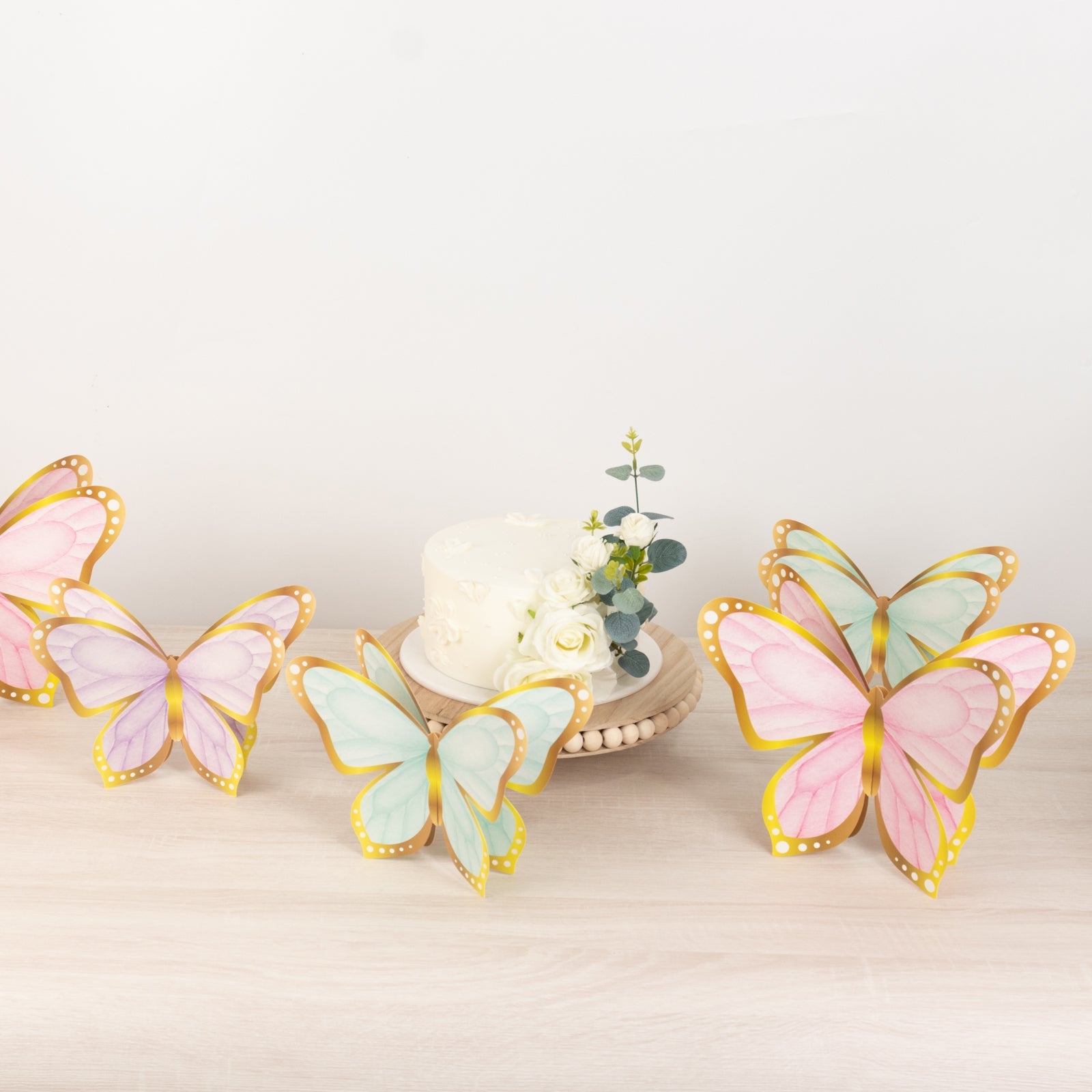 12 Pcs Cardstock Paper 3D Butterfly Table Centerpieces, Metallic Gold Foil Accents Pastel Color Party Decorations 10, 12