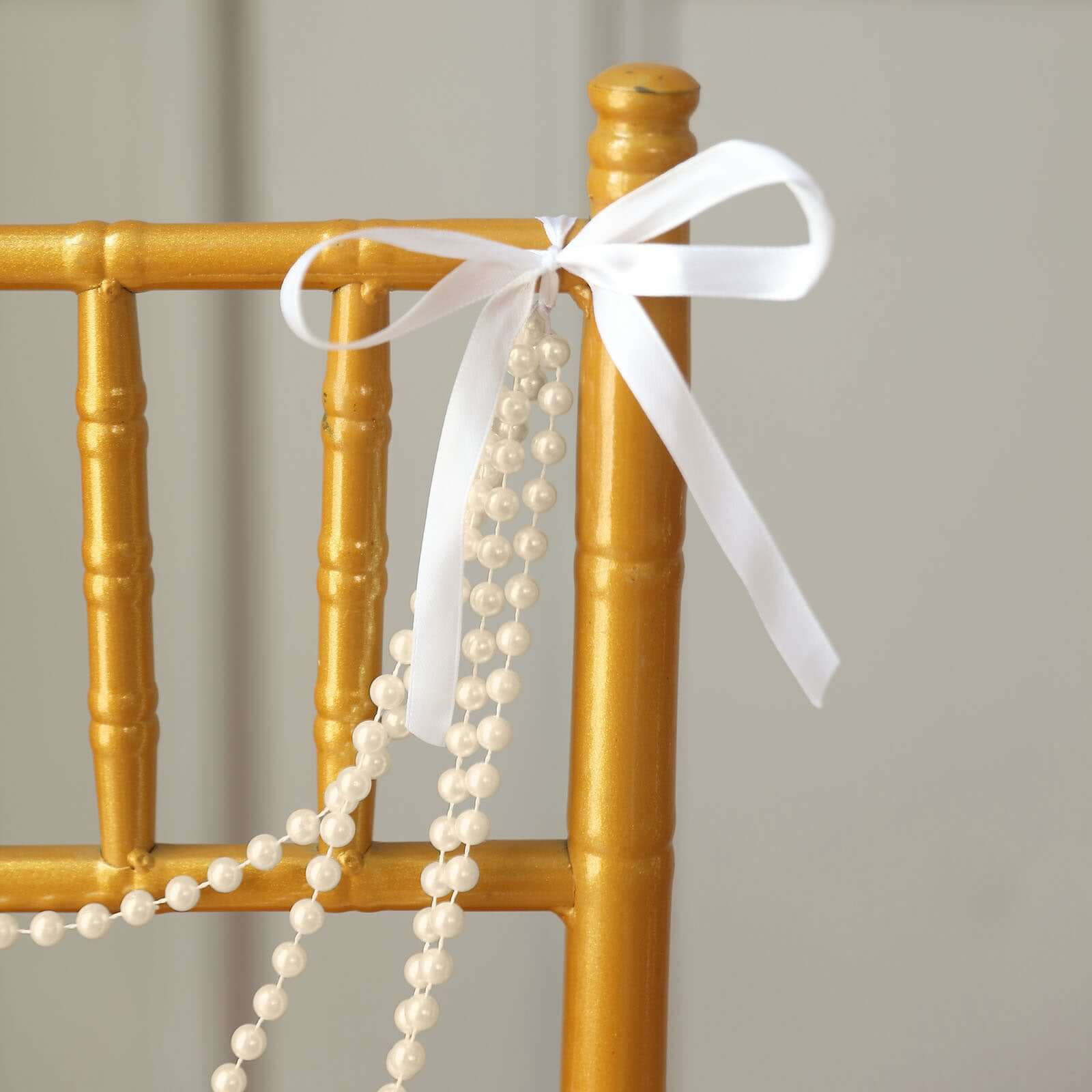 Faux Pearl Beaded 16 Chair Back Garland Sash Ivory Gatsby-Inspired Style - Pre-Tied Chic Wedding Decor for Chiavari Chairs