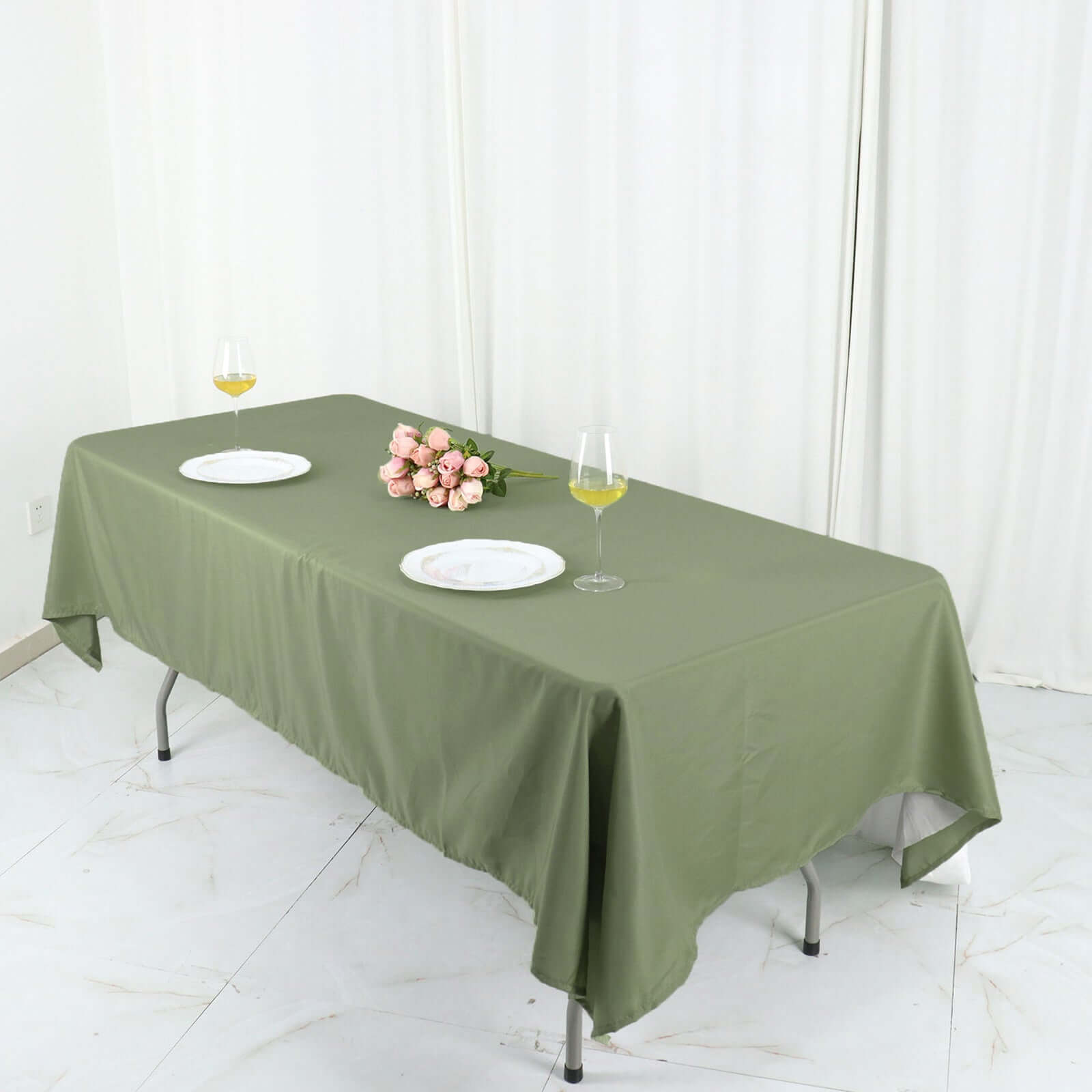 Polyester 60x126 Rectangle Tablecloth Dusty Sage Green - Wrinkle-Resistant Table Cover