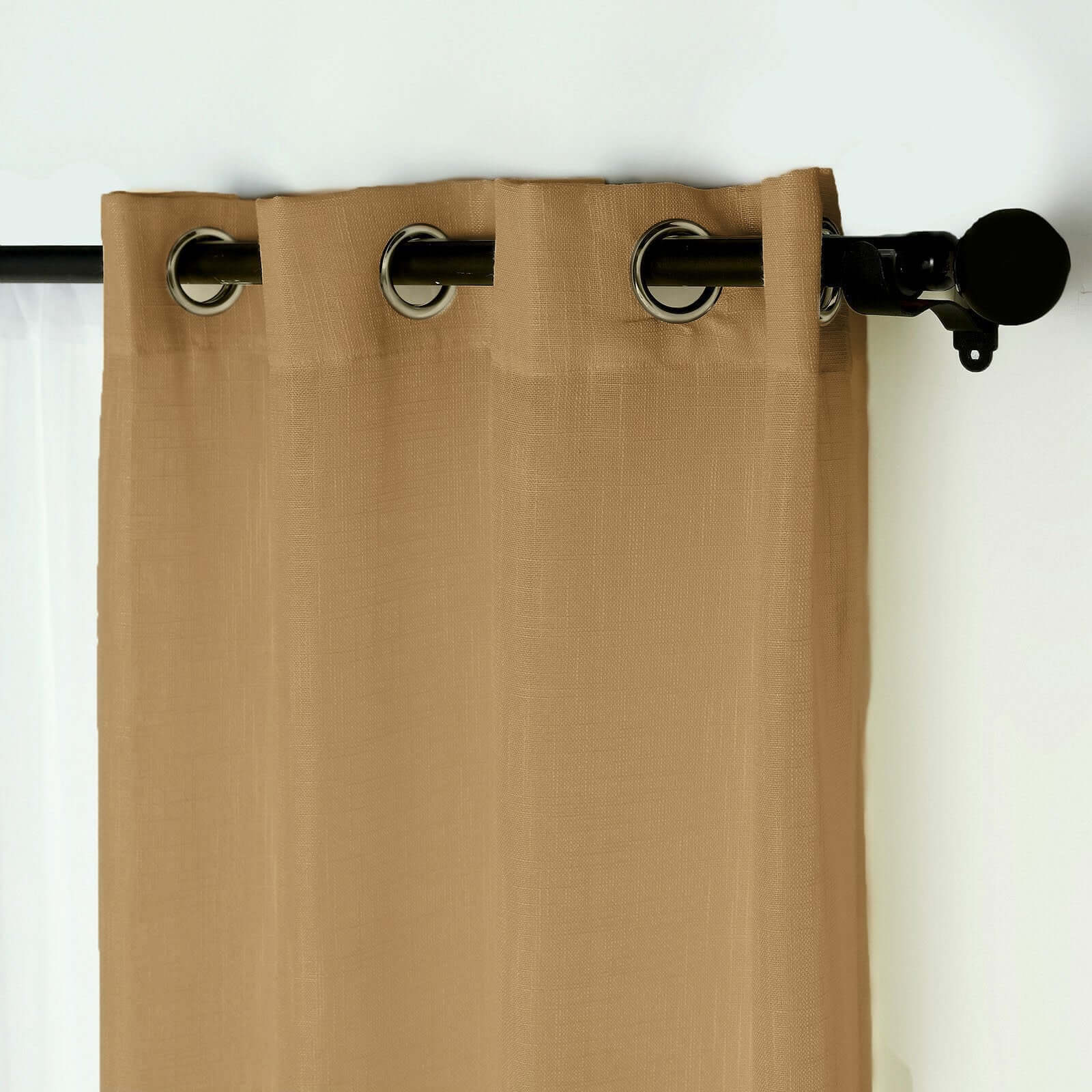 2 Pack Handmade Natural Faux Linen Curtains 52x64, Curtain Panels With Chrome Grommets