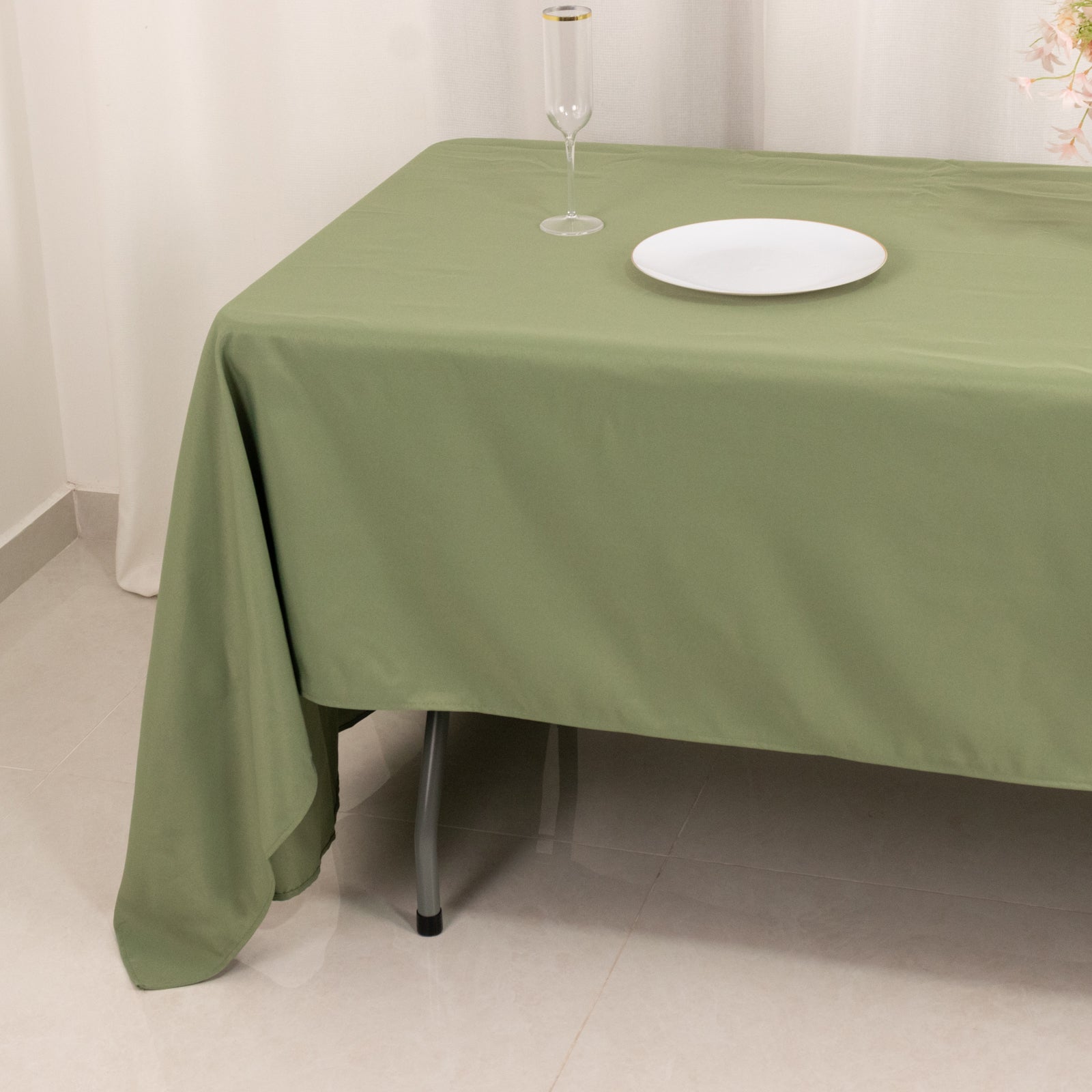 Premium Polyester 60x126 Rectangle Tablecloth Dusty Sage Green - Stain-Resistant 220GSM Finish Table Cover