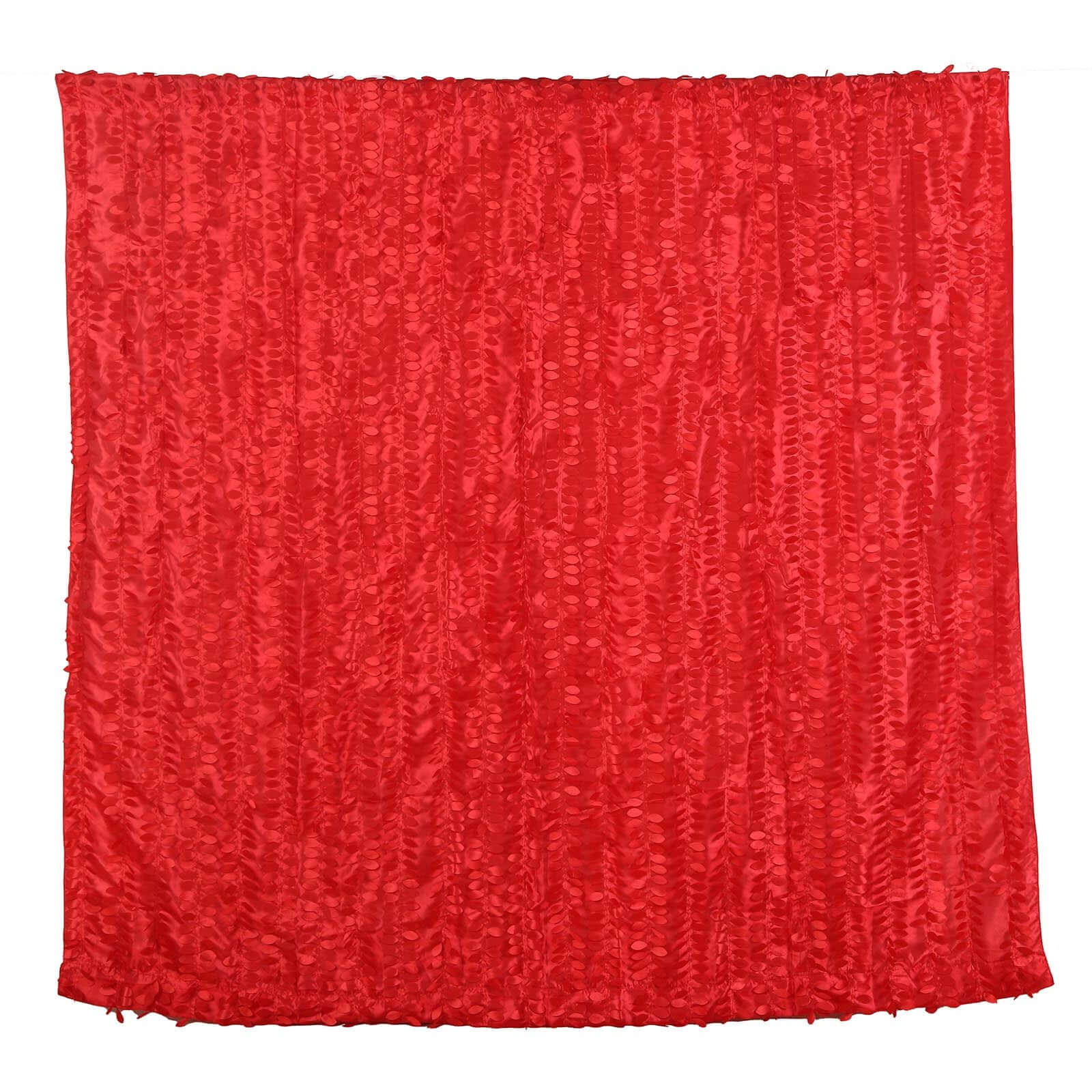 8ftx8ft Red 3D Leaf Petal Taffeta Event Curtain Drapes, Backdrop Event Panel With Rod Pocket