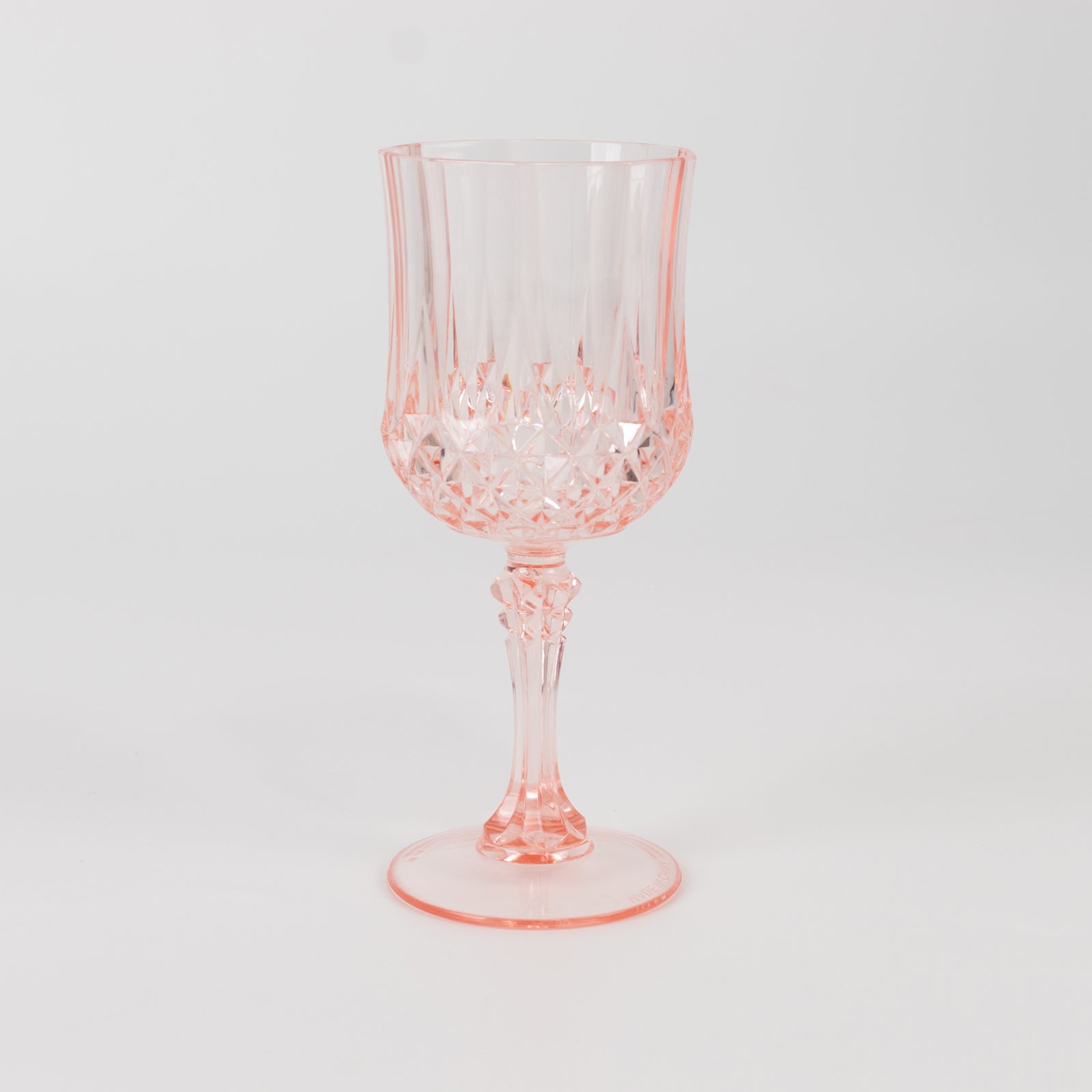 6-Pack Plastic Cocktail Goblets Transparent Blush Crystal Cut - Shatterproof Drinkware 8oz