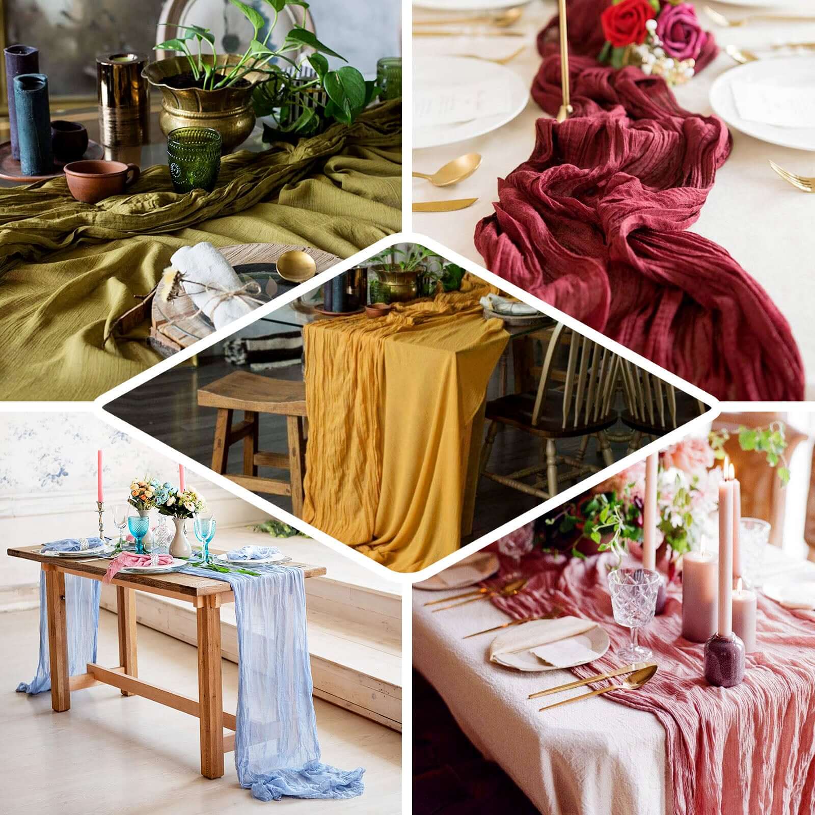 Gauze Cheesecloth 10ft Table Runner Natural - Rustic Boho Style