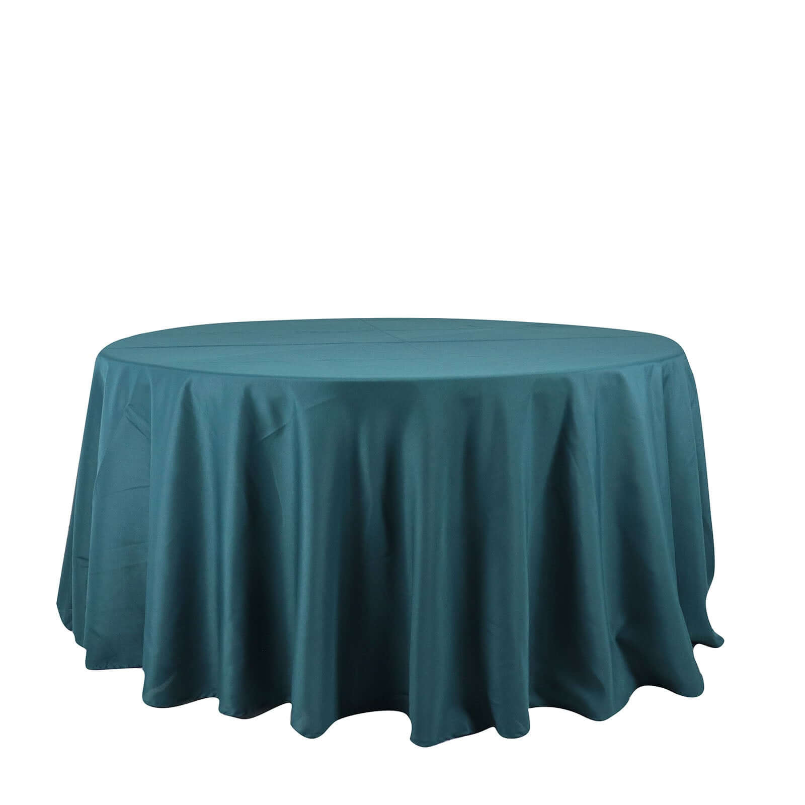 Polyester 120 Round Tablecloth Peacock Teal - Seamless Wrinkle-Resistant Table Cover