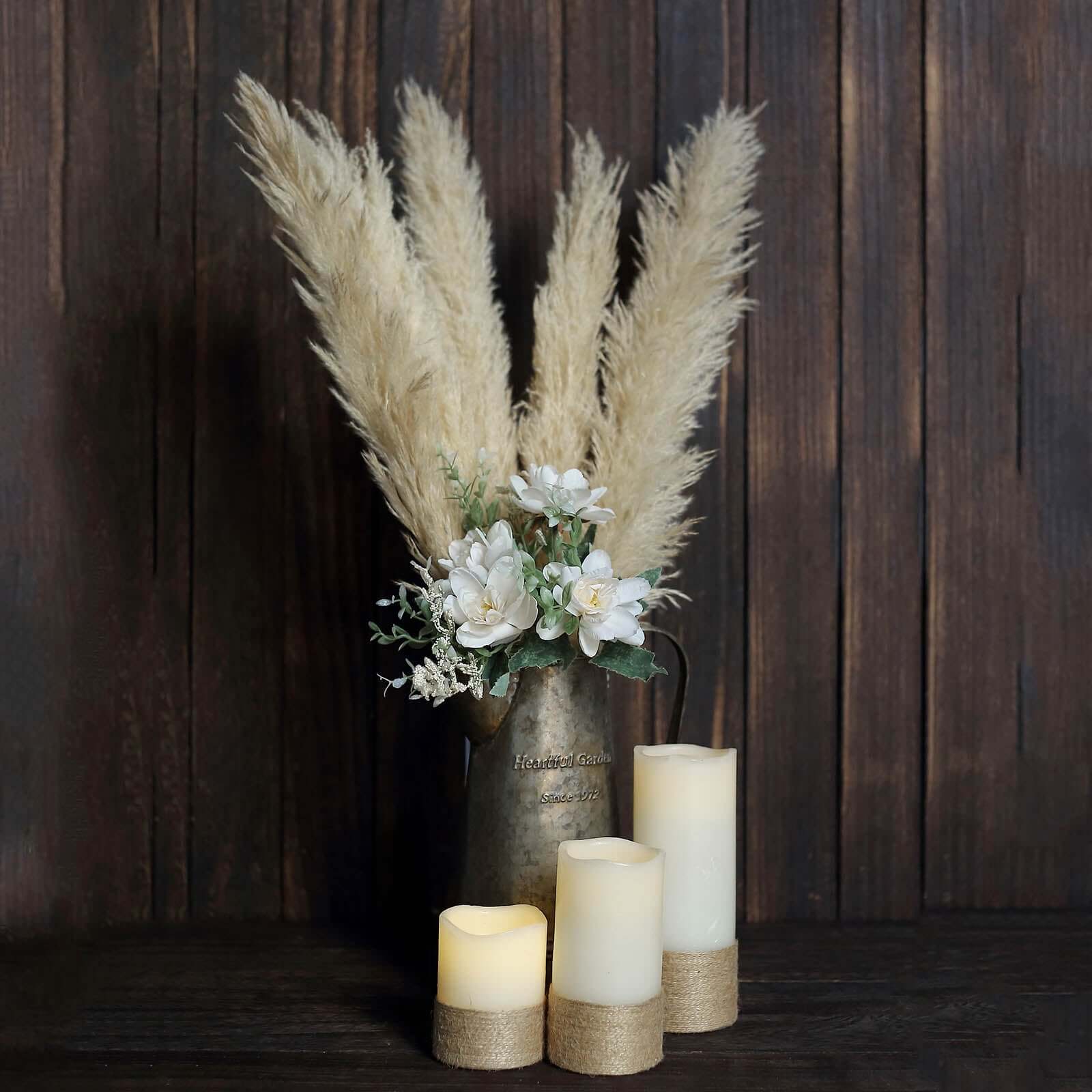 6 Stems Natural Dried Pampas Grass Decor Wheat Tint - Tall Plant Sprays for Boho Chic Vase Displays Backdrops & Event Styling 49