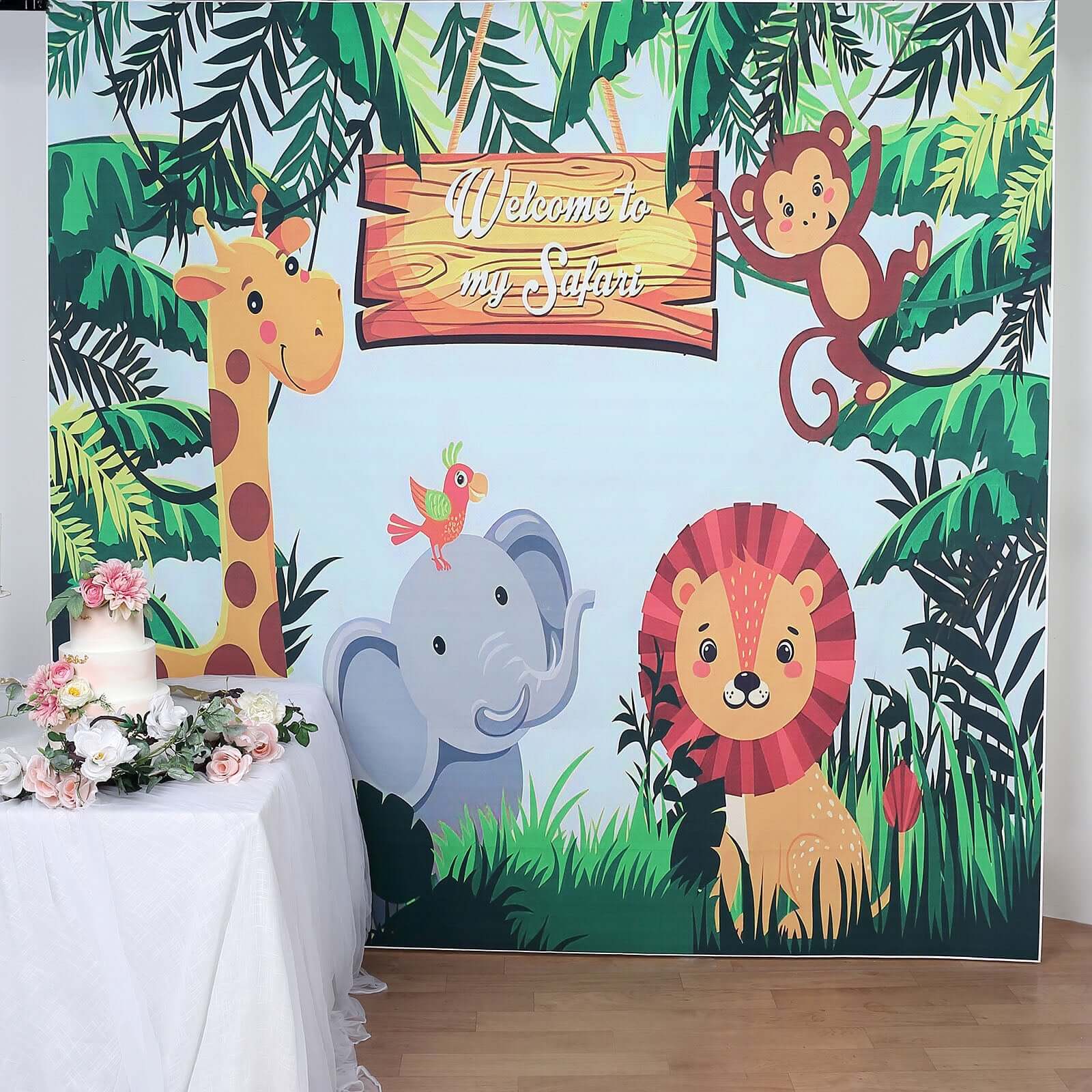 8ftx8ft Jungle Animal Welcome To My Safari Vinyl Photo Backdrop