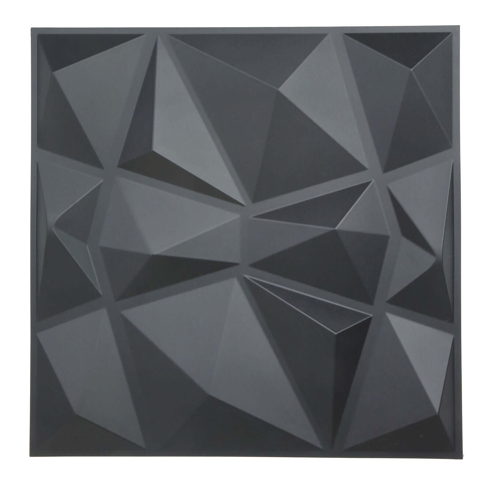 12 Pack 20x20 Matte Black 3D Texture PVC Diamond Design Wall Tiles, Stick On Waterproof Wall Panels