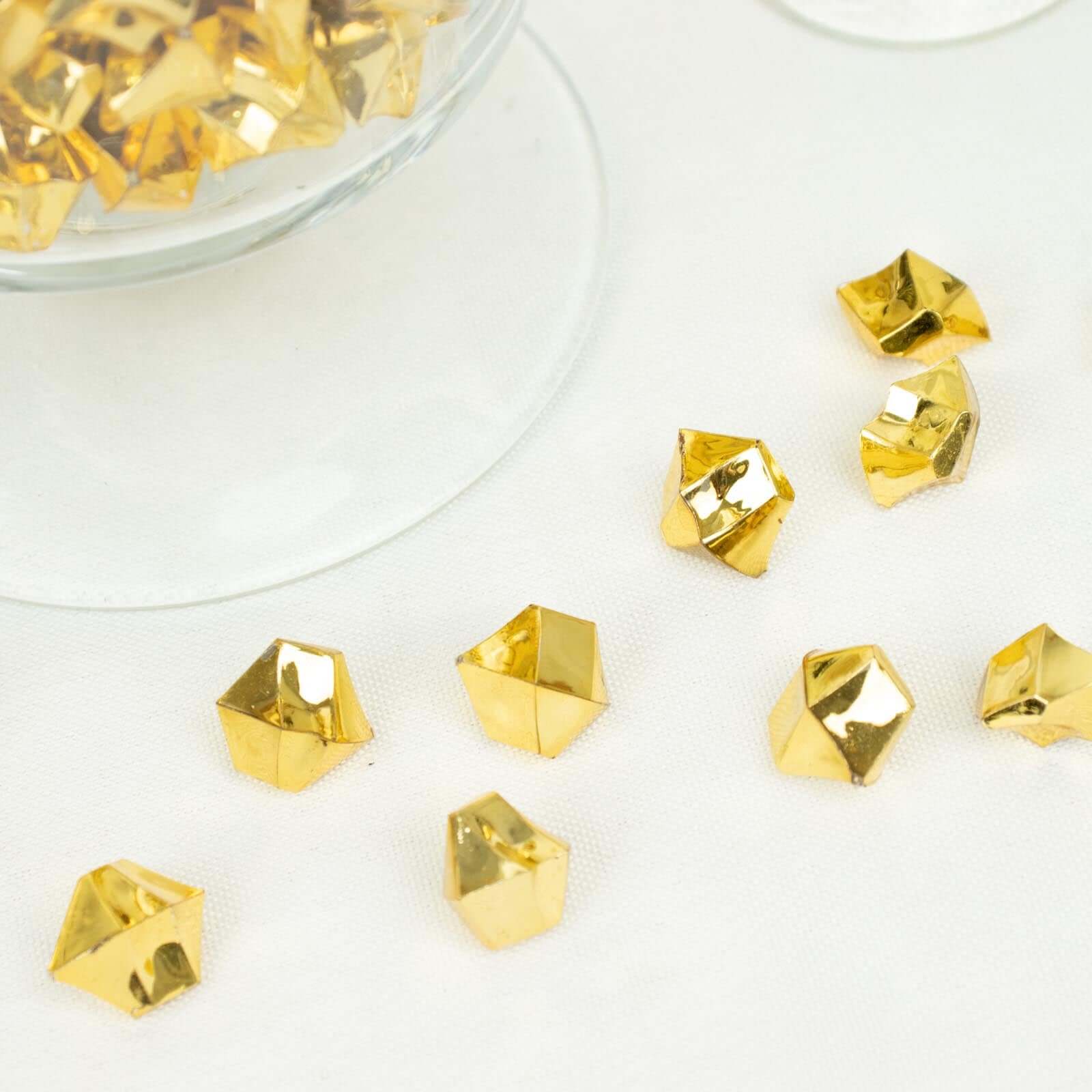 300 Pcs Acrylic Ice Bead Vase Fillers Large Gold - Stylish DIY Craft Crystals for Event Decor & Wedding Tables