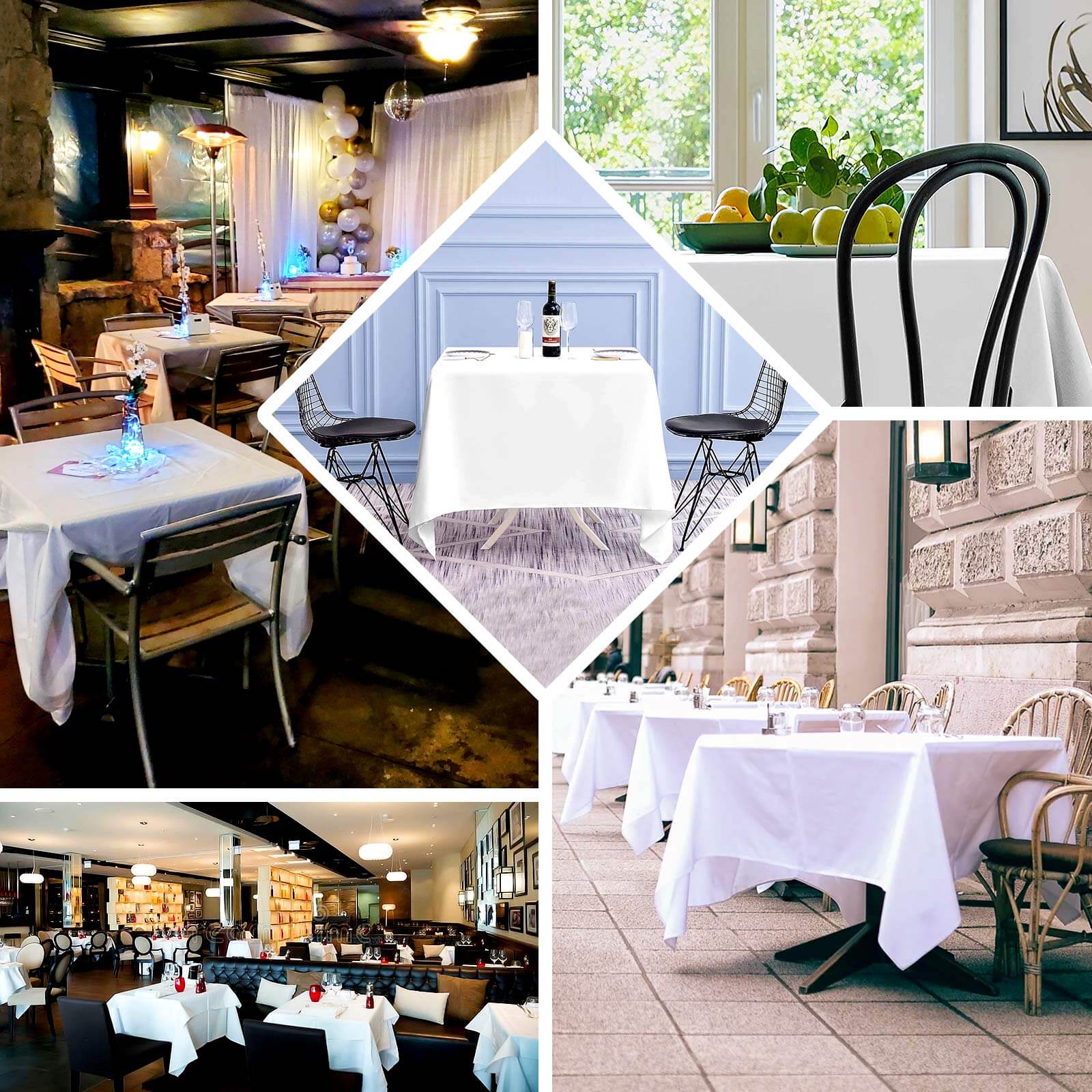100% Cotton 70x70 Square Tablecloth White Linen - Sophisticated, Soft & Breathable Fabric Table Cover