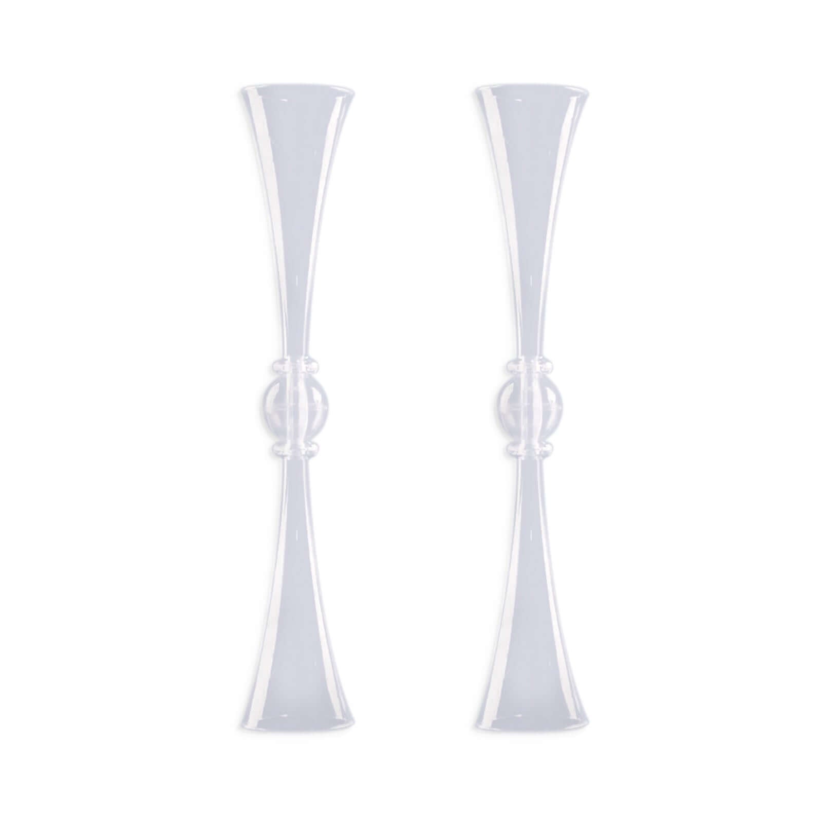 2 Pack 31 Clear Crystal Embellishment Trumpet Flower Vase, Reversible Plastic Table Centerpiece