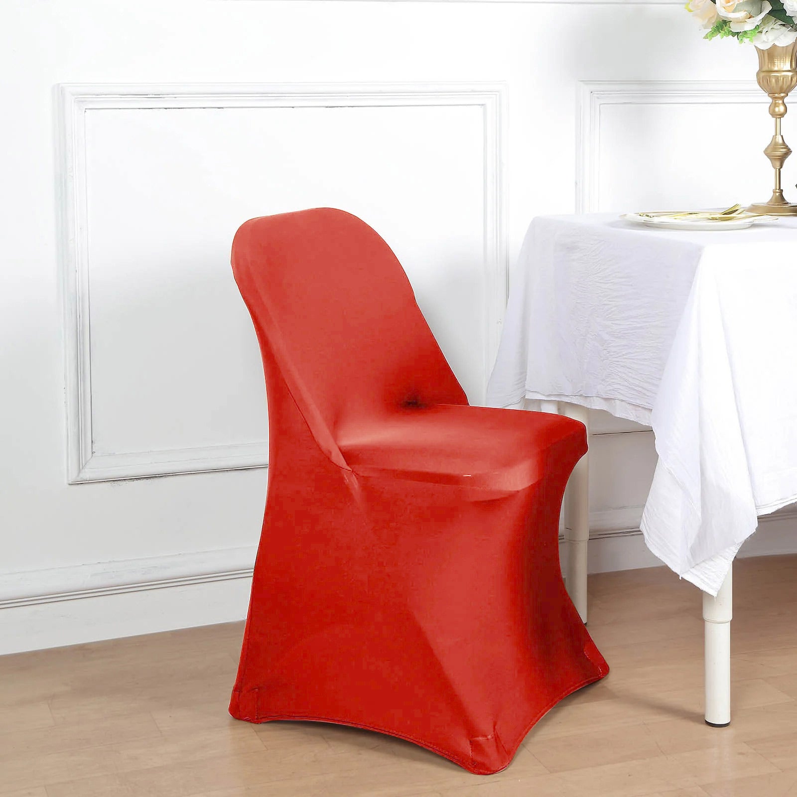 10 Pack Stretch Spandex Chair Covers Red for Folding Chairs - Durable 160GSM Fitted Slipcovers