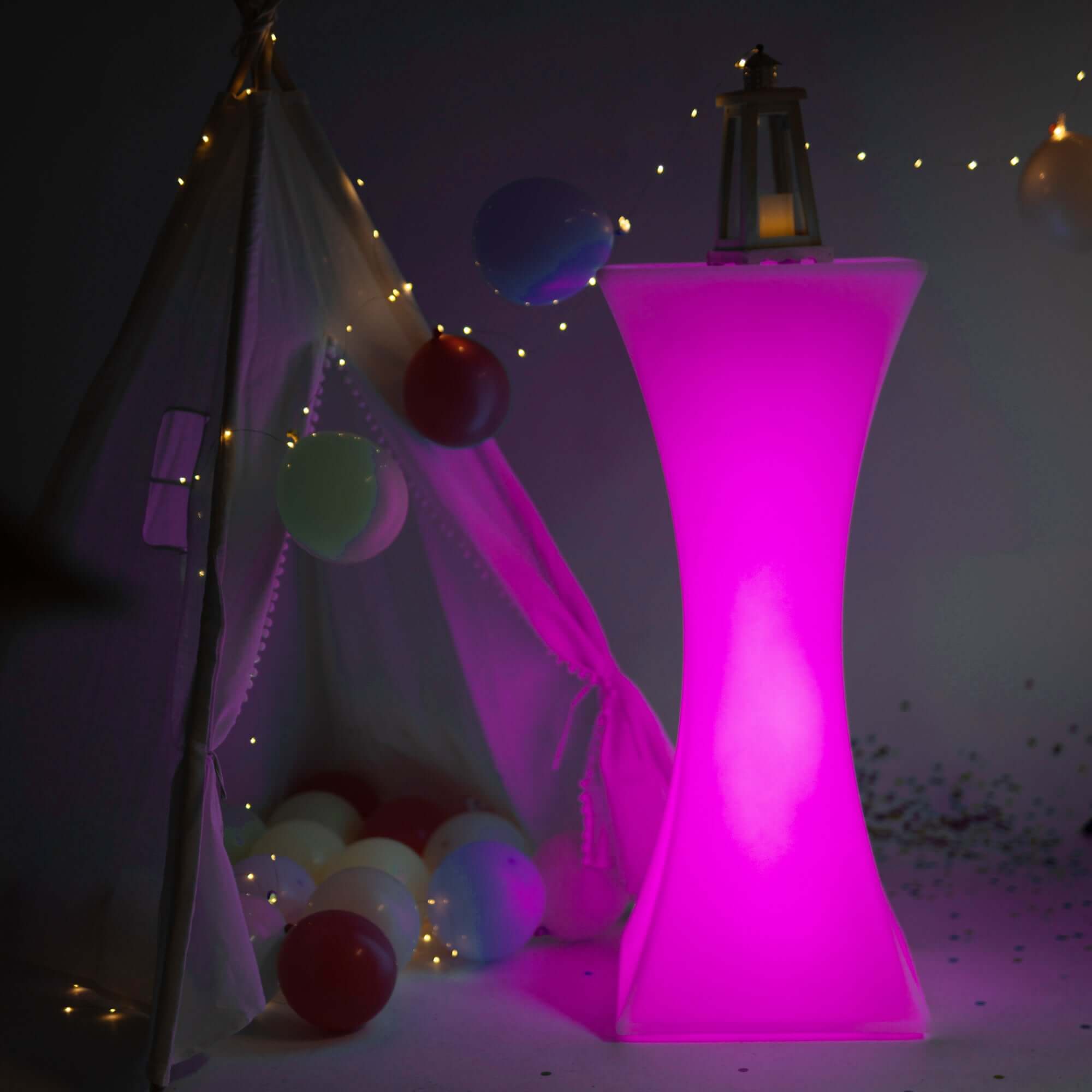 18x43 Color Changing Cordless LED Light Up Cocktail Table, Rechargeable Waterproof Illuminated Furniture