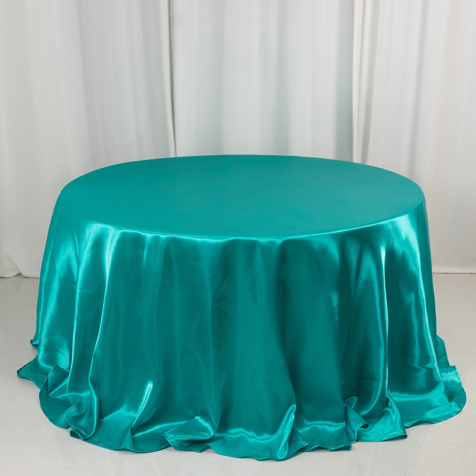 Satin 132 Round Tablecloth Turquoise - Stylish Seamless Table Cover