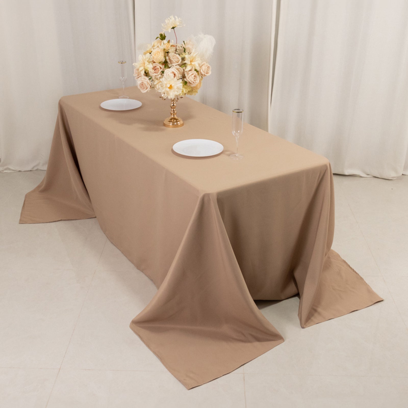 Premium Polyester 90x132 Rectangle Tablecloth Nude - Seamless 220GSM Stain-Resistant Table Cover