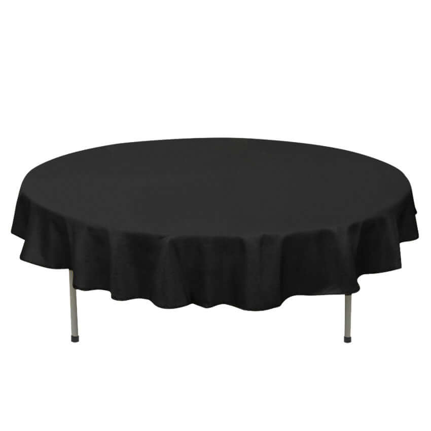 Premium Polyester 70 Round Tablecloth Black - Stain and Wrinkle-Resistant 220GSM Table Cover