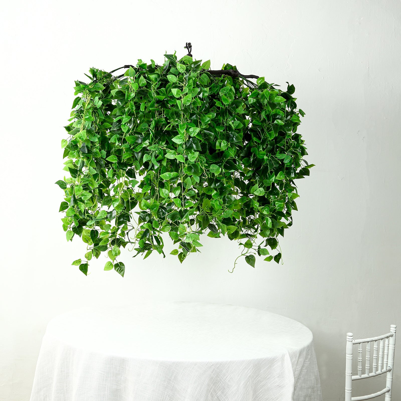 46 Green Artificial Eucalyptus Leaf Vines Ceiling Canopy, Round Draping Ivy Leaves Hanging Flower Chandelier With Interchangeable Branches