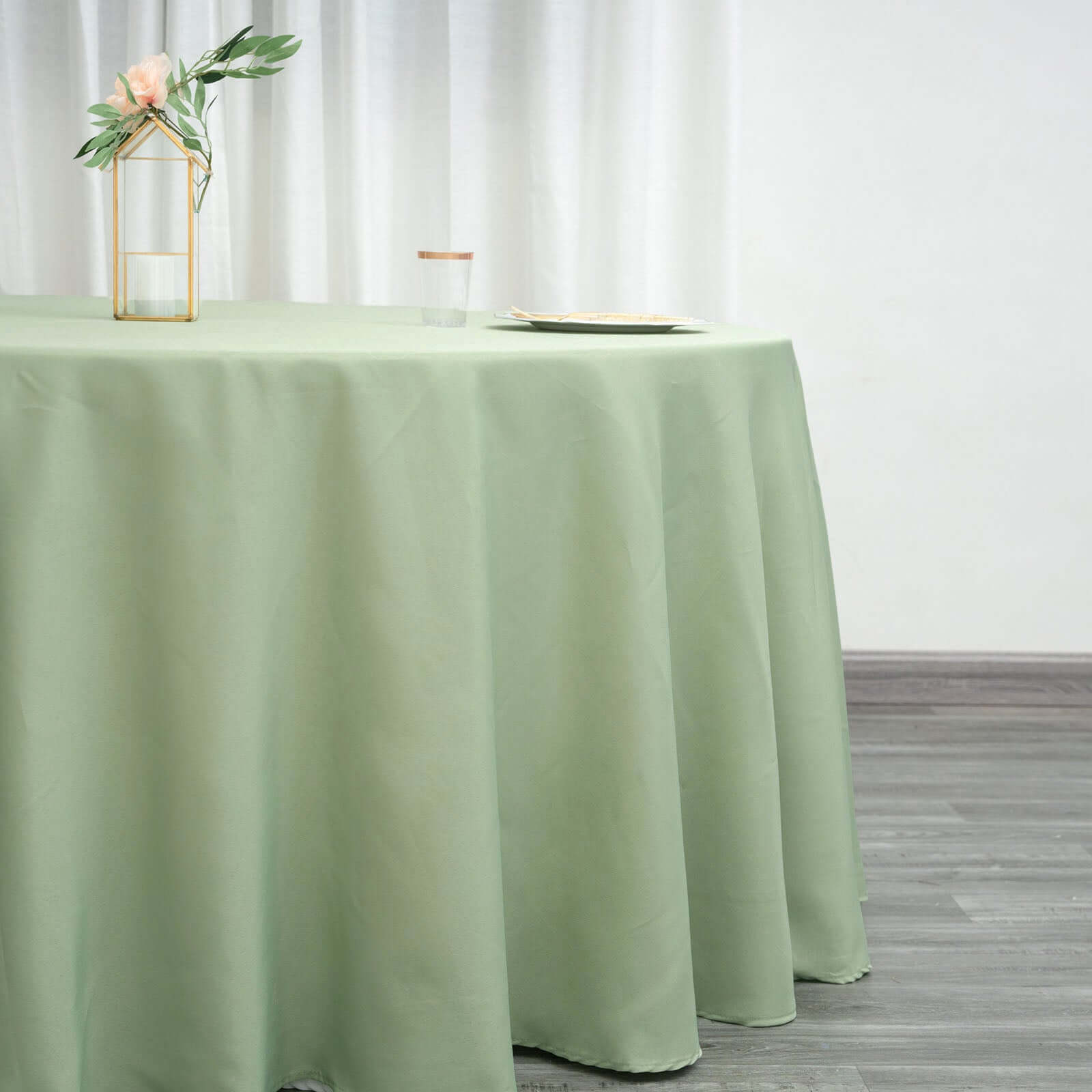 Polyester 120 Round Tablecloth Sage Green - Seamless Wrinkle-Resistant Table Cover