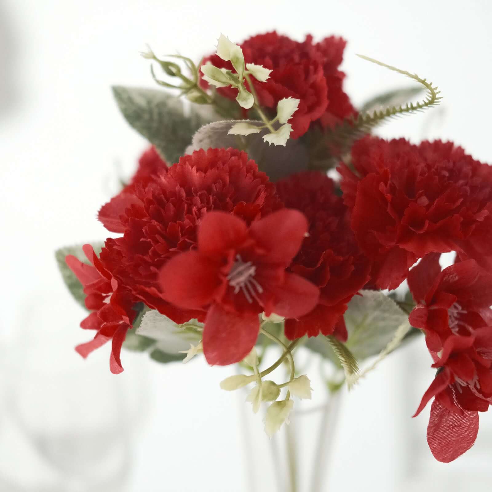 3 Pack 14 Red Artificial Silk Carnation Flower Arrangements, Faux Floral Bouquets Bushes