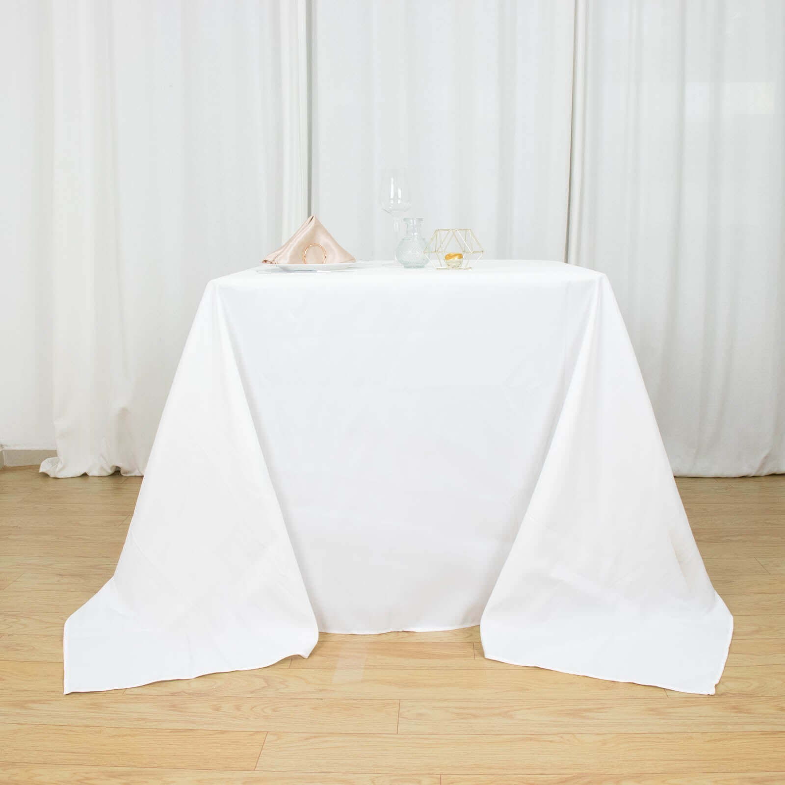 Premium Polyester Square Tablecloth 90x90 White 220GSM Wrinkle-Resistant Table Cover for Stylish Gatherings