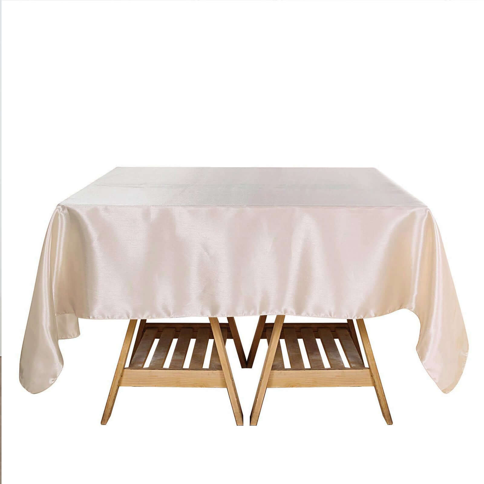 Satin 72x72 Table Overlay Square Tablecloth Beige - Smooth Finish Table Cover