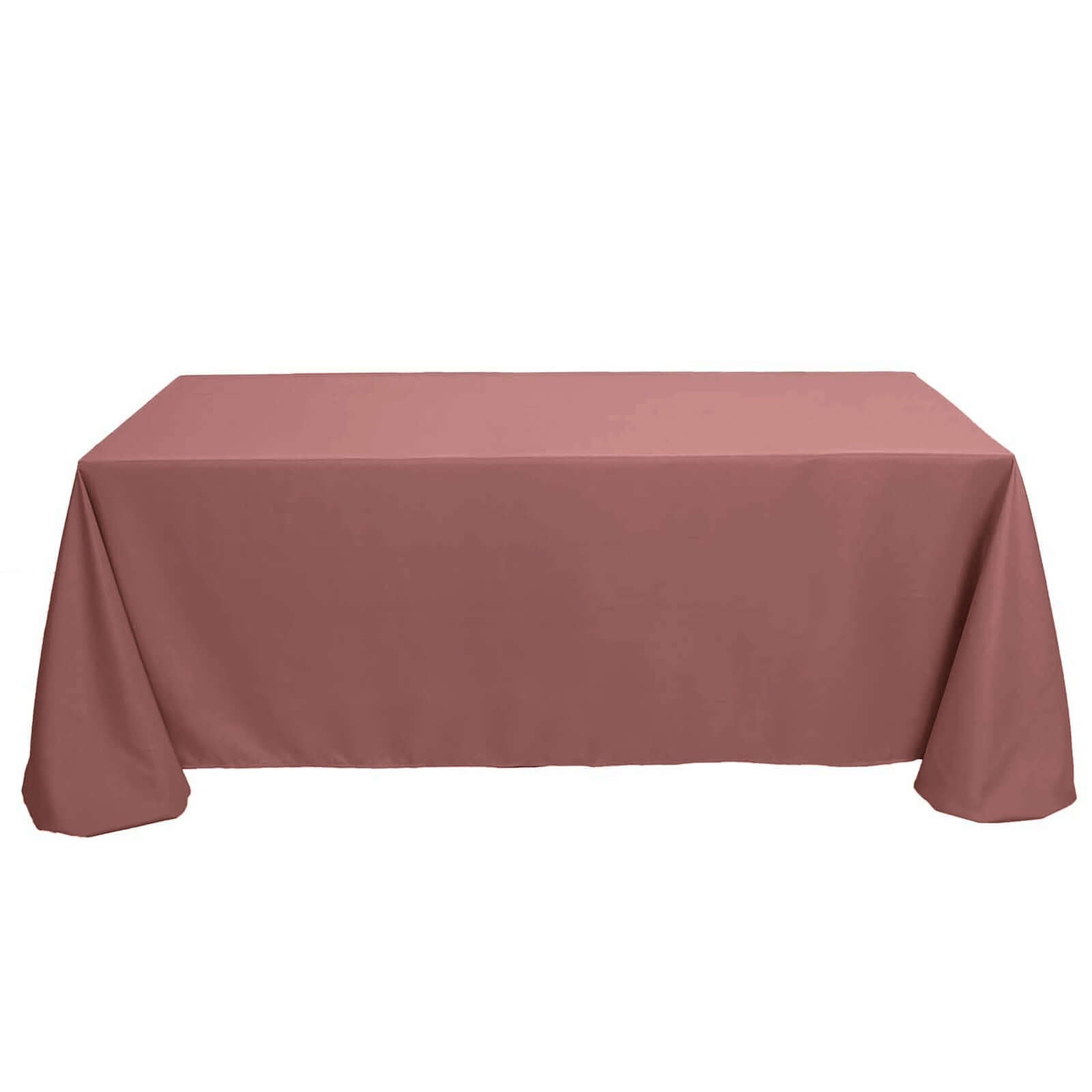 90x132 Cinnamon Rose Seamless Polyester Rectangular Tablecloth for 6 Foot Table With Floor-Length Drop