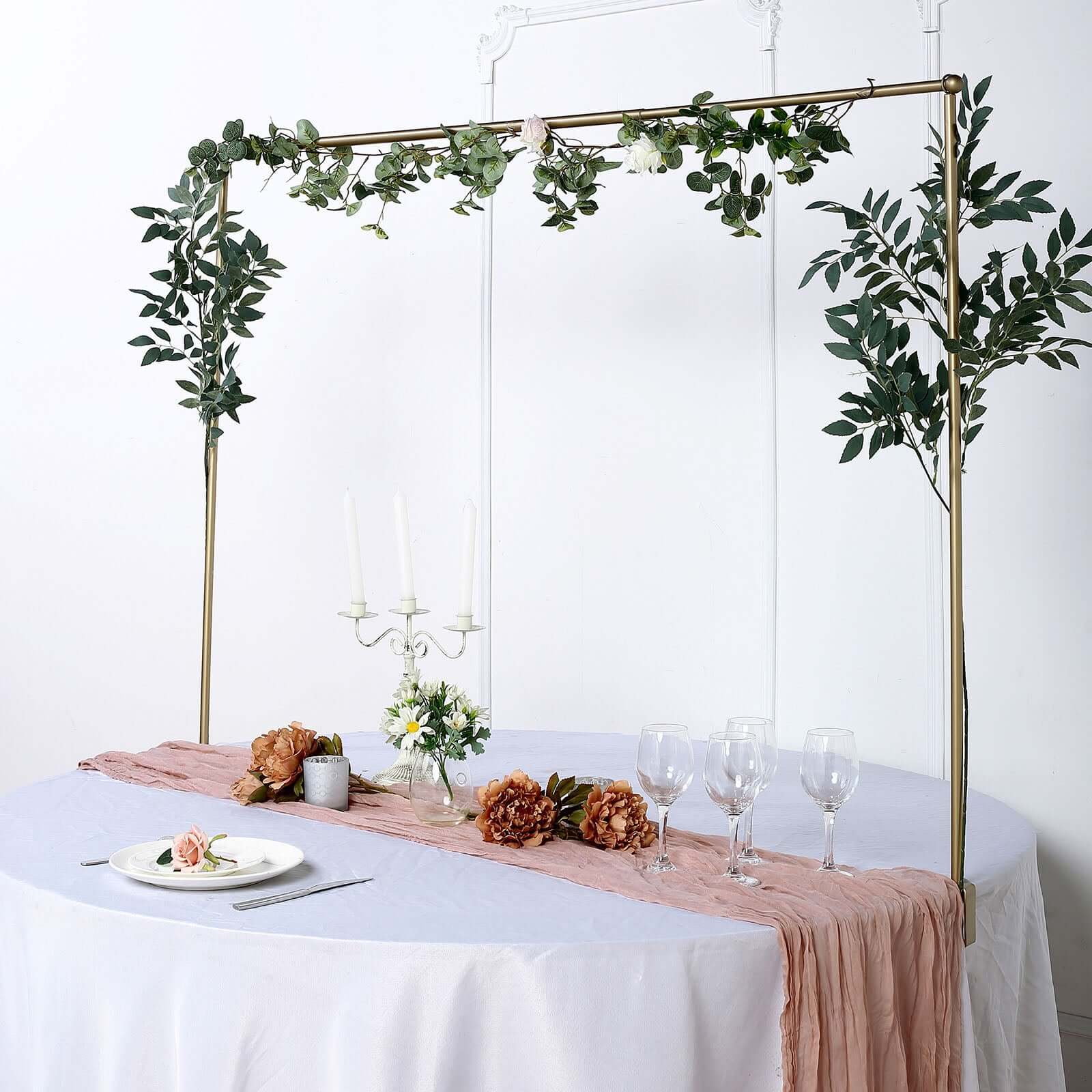 Over The Table Metal Rod Stand with Clamps Gold - Sturdy Adjustable Table Flower Arch Balloon Backdrop Frame Stand for Exquisite Event Setup & Decor 42