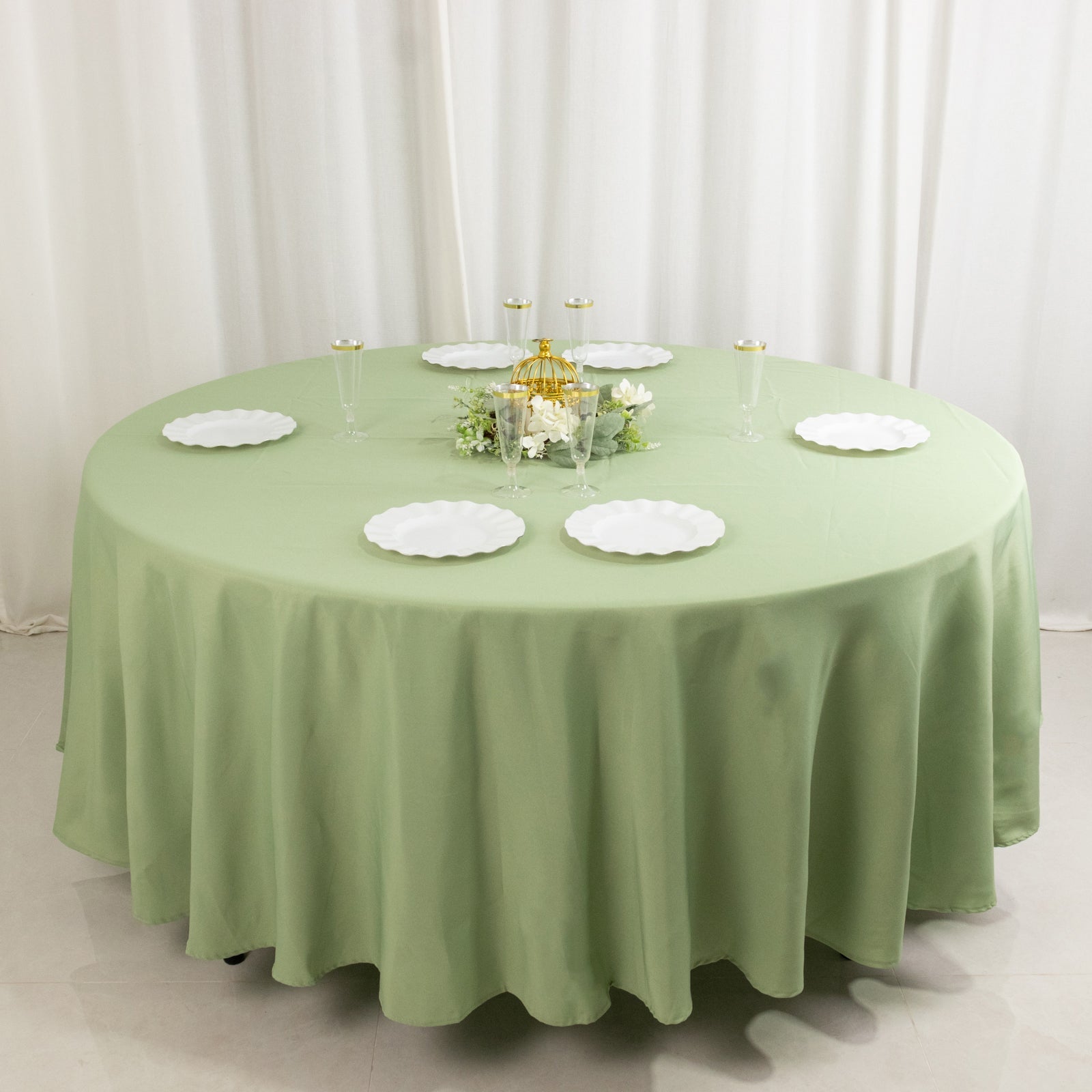 Premium Polyester 108 Round Tablecloth Sage Green - Wrinkle-Resistant 220GSM Table Cover