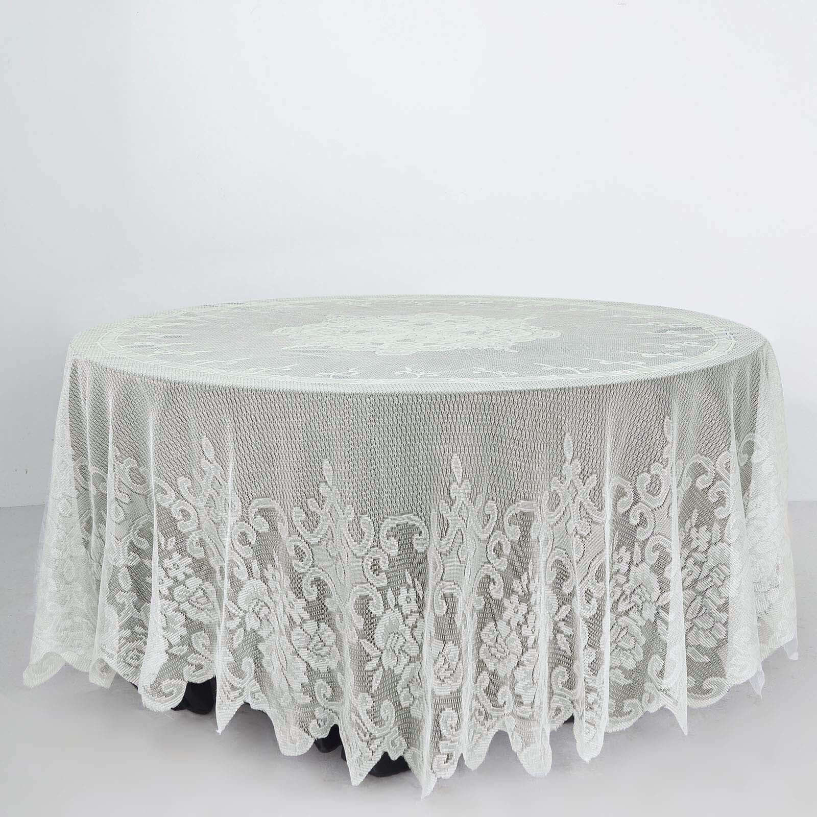 Lace 108 Round Tablecloth Ivory - Premium Design for Formal Table Settings