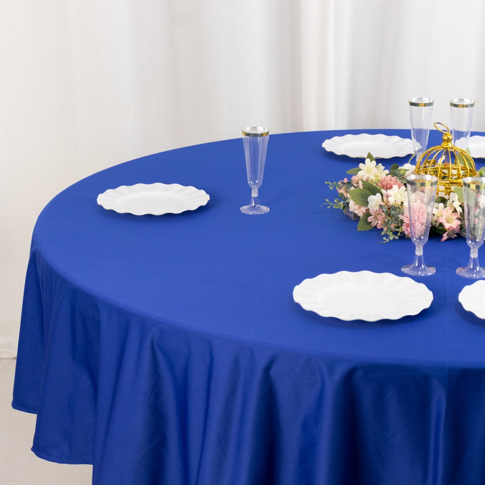 Premium Scuba Round 90 Tablecloth Royal Blue - Wrinkle Free & Stain Resistant Table Cover