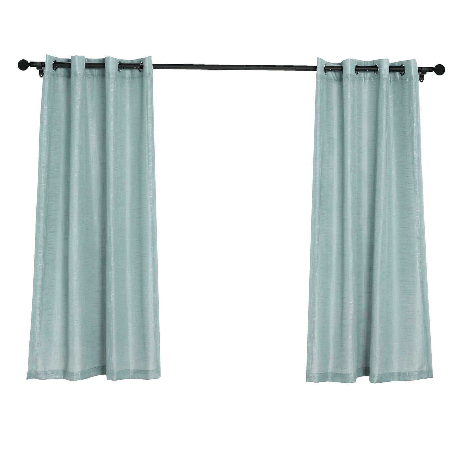 2 Pack Handmade Dusty Blue Faux Linen Curtains 52x64, Curtain Panels With Chrome Grommets