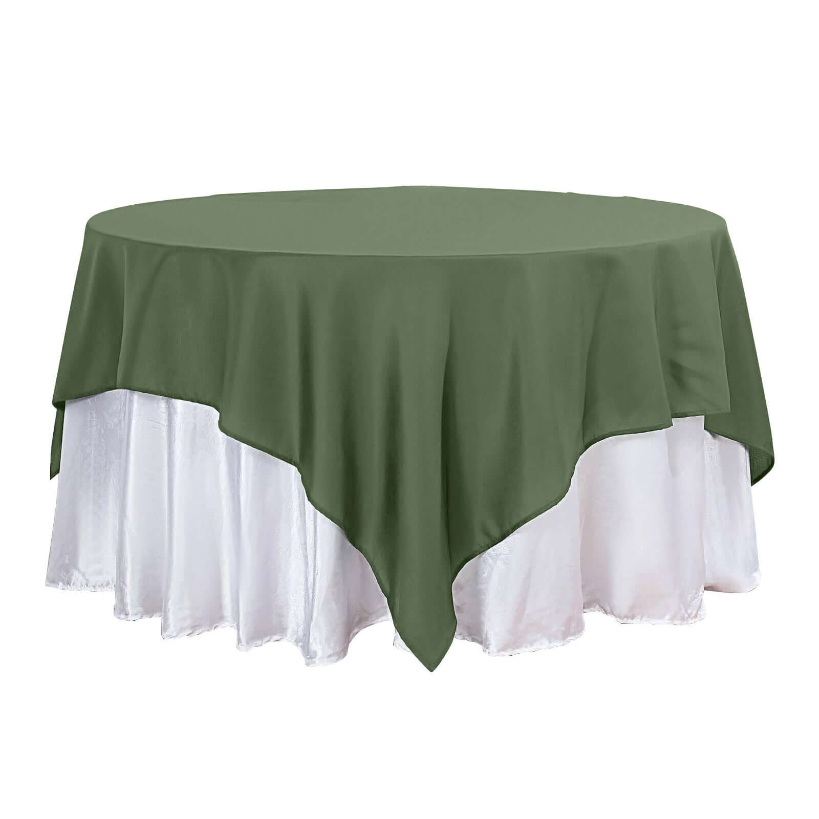 Polyester 90x90 Table Overlay Square Tablecloth Olive Green - Wrinkle-Resistant & Durable Table Cover