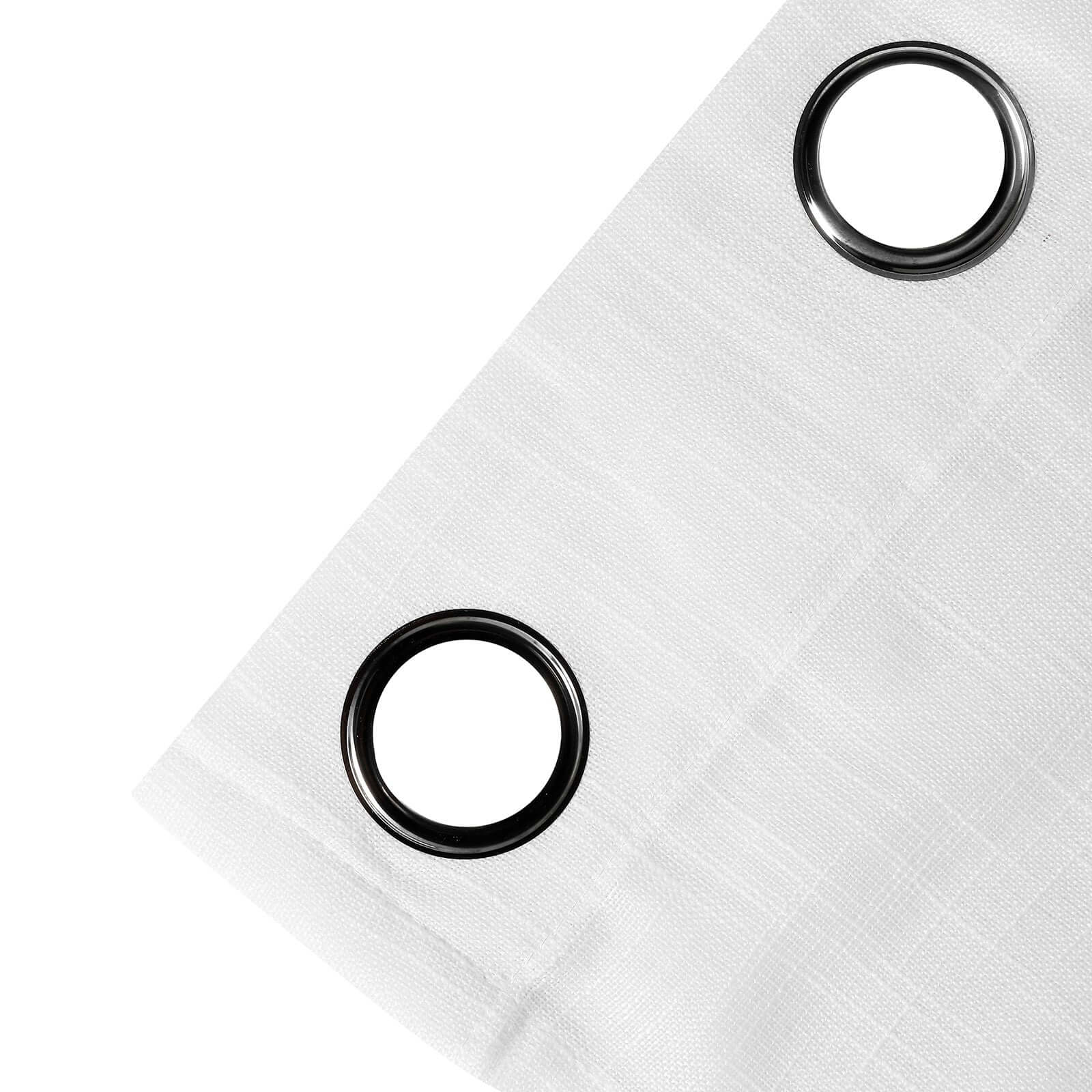 2 Pack Handmade White Faux Linen Curtains 52x96, Curtain Panels With Chrome Grommets