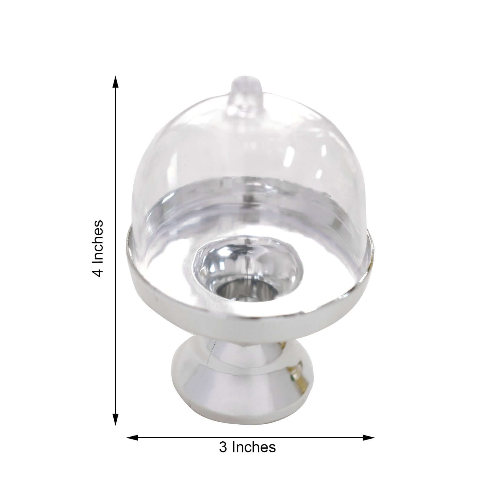 12-Pack Fillable Mini Pedestal Candy Container Clear/Silver - Decorative Candy Treat Favor Boxes with Dome Lid 4