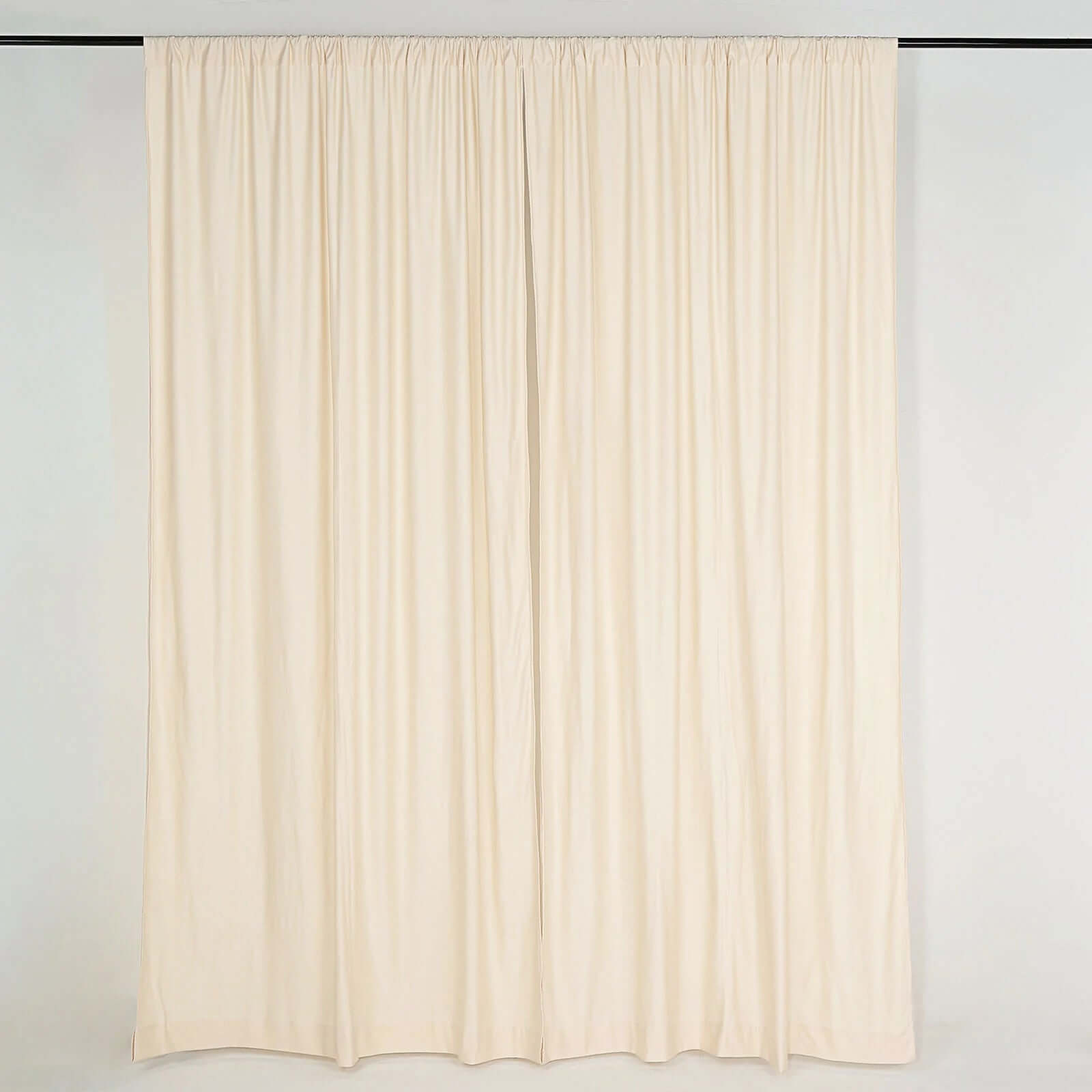 2 Pack Beige Scuba Polyester Event Curtain Drapes, Durable Flame Resistant Backdrop Event Panels Wrinkle Free with Rod Pockets - 10ftx10ft