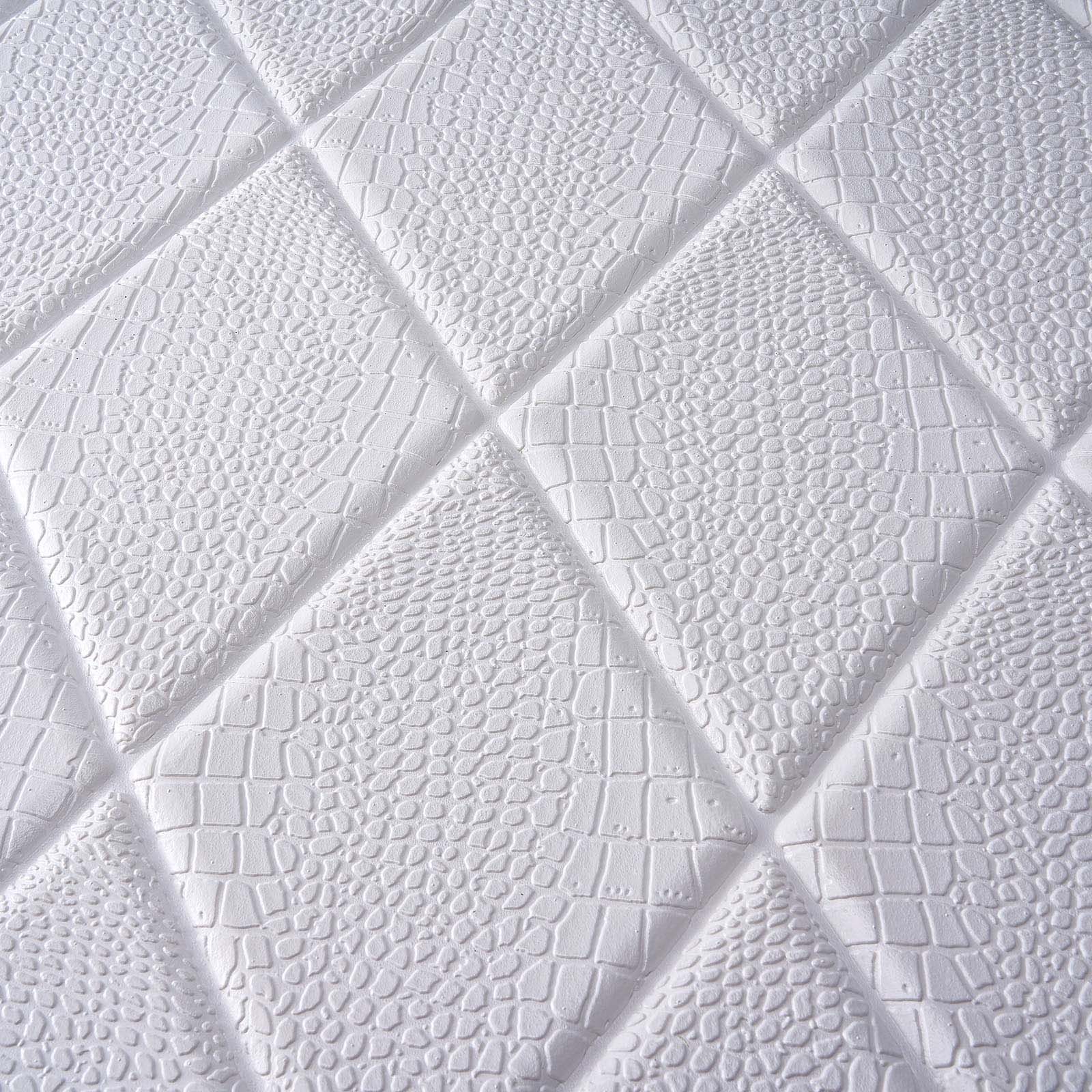 10 Pack 40 Sq ft 3D White Foam Self Adhesive Wall Panels - Alligator Skin Design