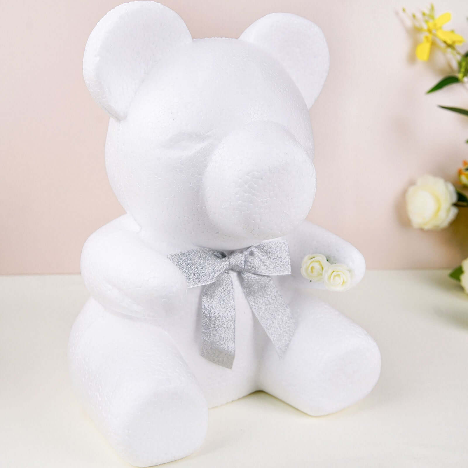 12 DIY White 3D Modeling StyroFoam Bear, Polystyrene Craft Foam Animal