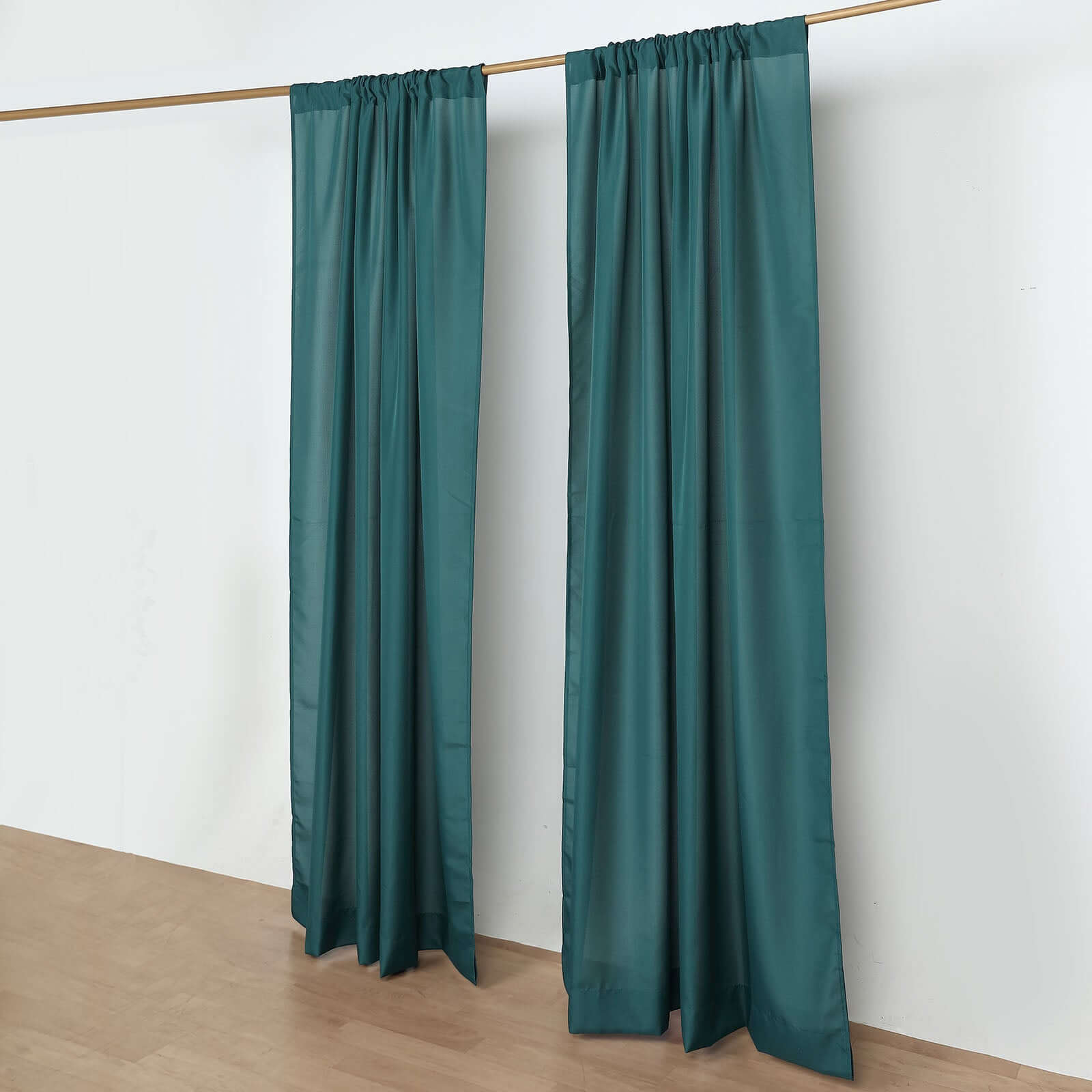 2 Pack Peacock Teal Polyester Event Curtain Drapes, 10ftx8ft Backdrop Event Panels With Rod Pockets 130 GSM