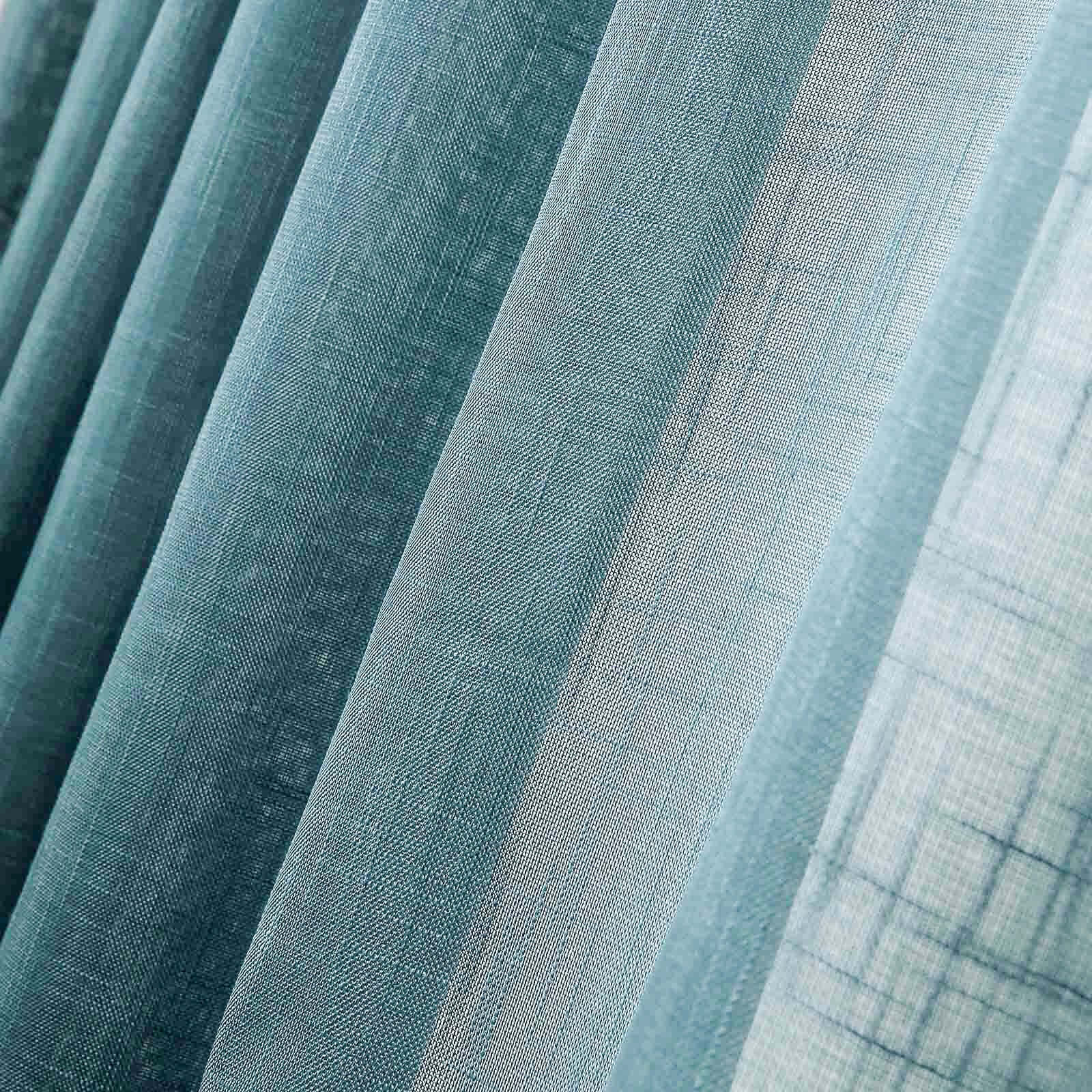 2 Pack Handmade Light Blue Faux Linen Curtains 52x64, Curtain Panels With Chrome Grommets