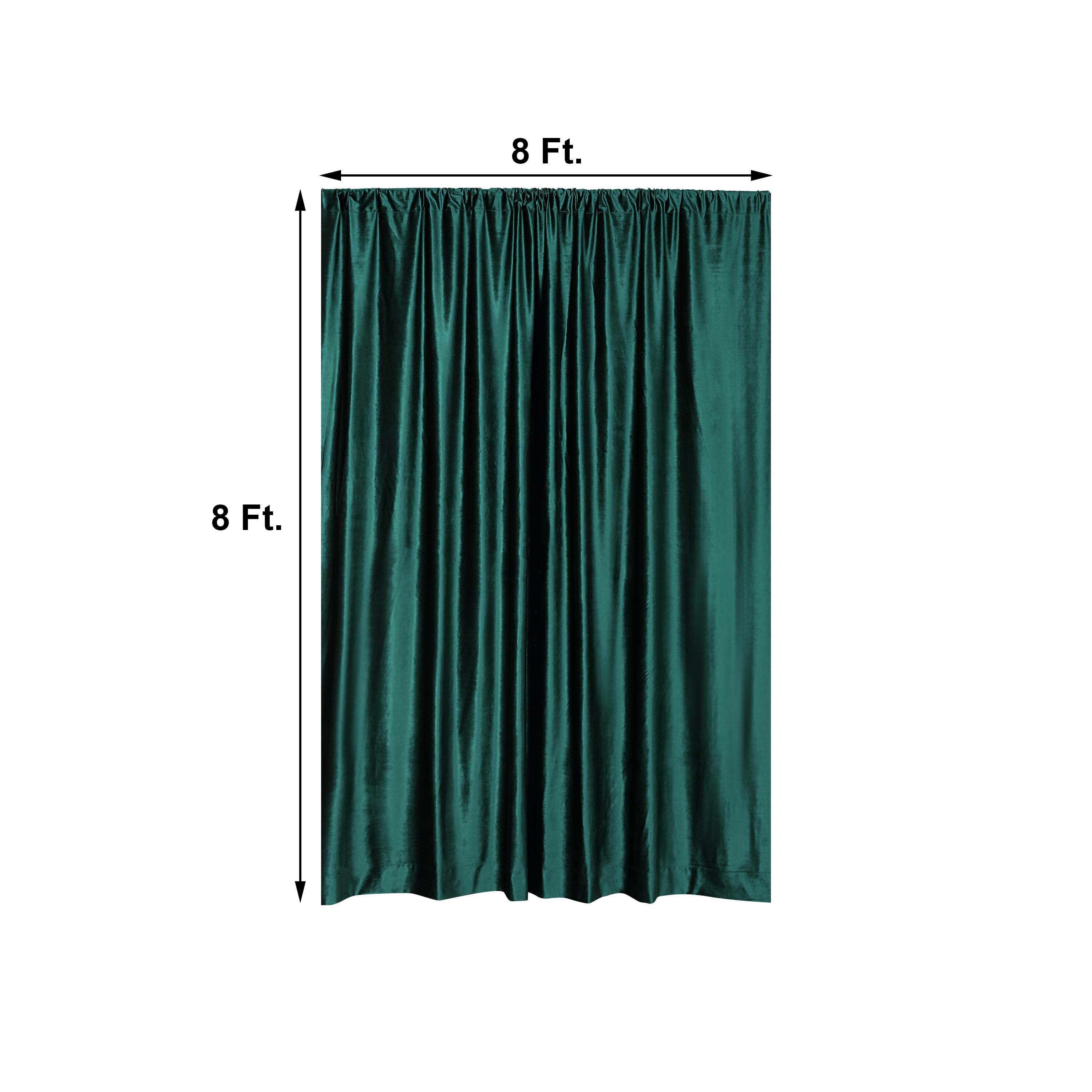 8ftx8ft Hunter Emerald Green Premium Smooth Velvet Event Curtain Drapes, Privacy Backdrop Event Panel with Rod Pocket