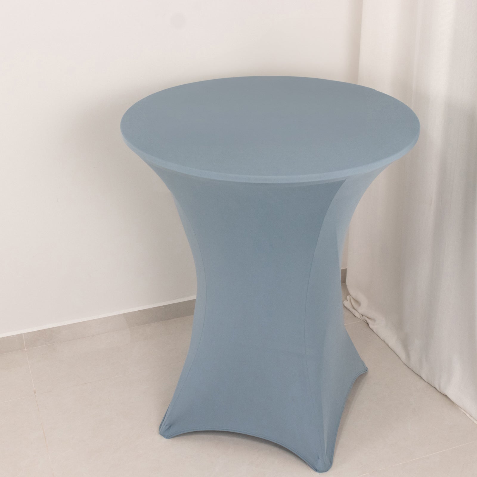 Spandex 33-36 Round Cocktail Table Cover Dusty Blue - Easy to Maintain Stretch Fitted Highboy Tablecloth